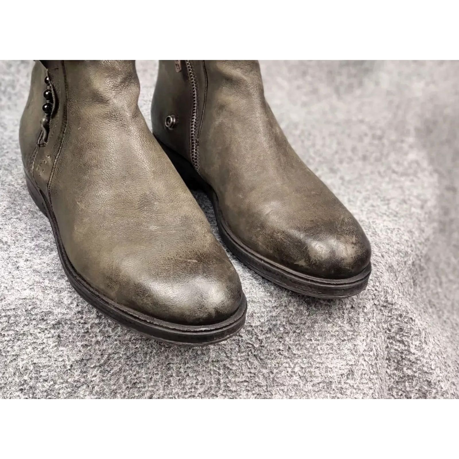A.S.98 A.S.98 Airstep Design Swamp green color Ankle Zip Leather Boots Mens Size US 7 / EU 40 - 5 Thumbnail