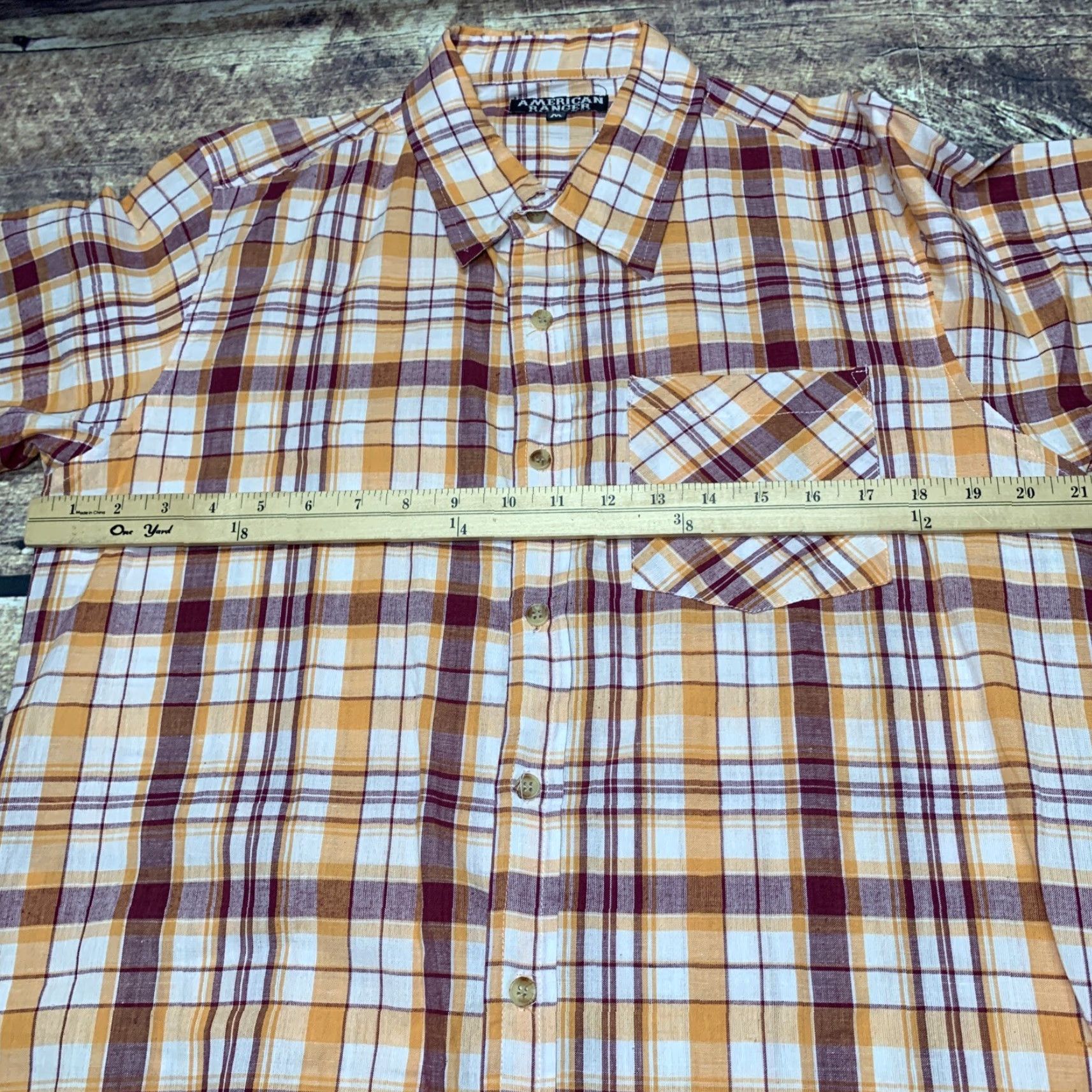 Vintage American Ranger Mens Western Short Sleeve Shirt Button Up Orange Plaid Size US M / EU 48-50 / 2 - 5 Thumbnail