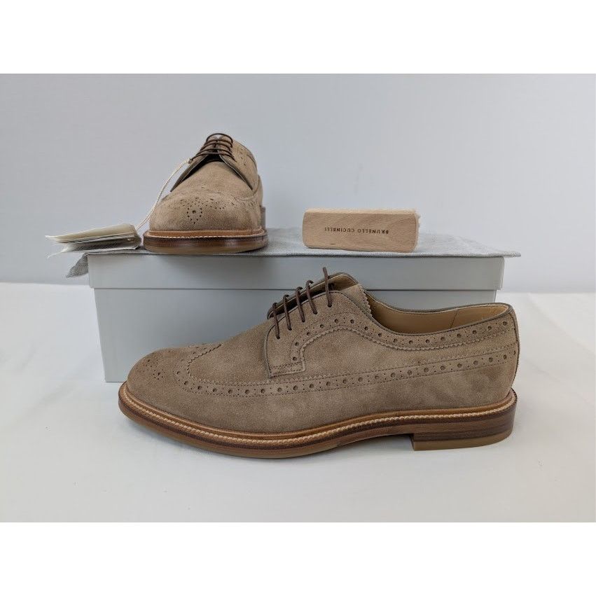 Brunello Cucinelli o1rshd1 Suede Longwing Brogue Derby Boots in Brown Size US 12 / EU 45 - 21 Thumbnail