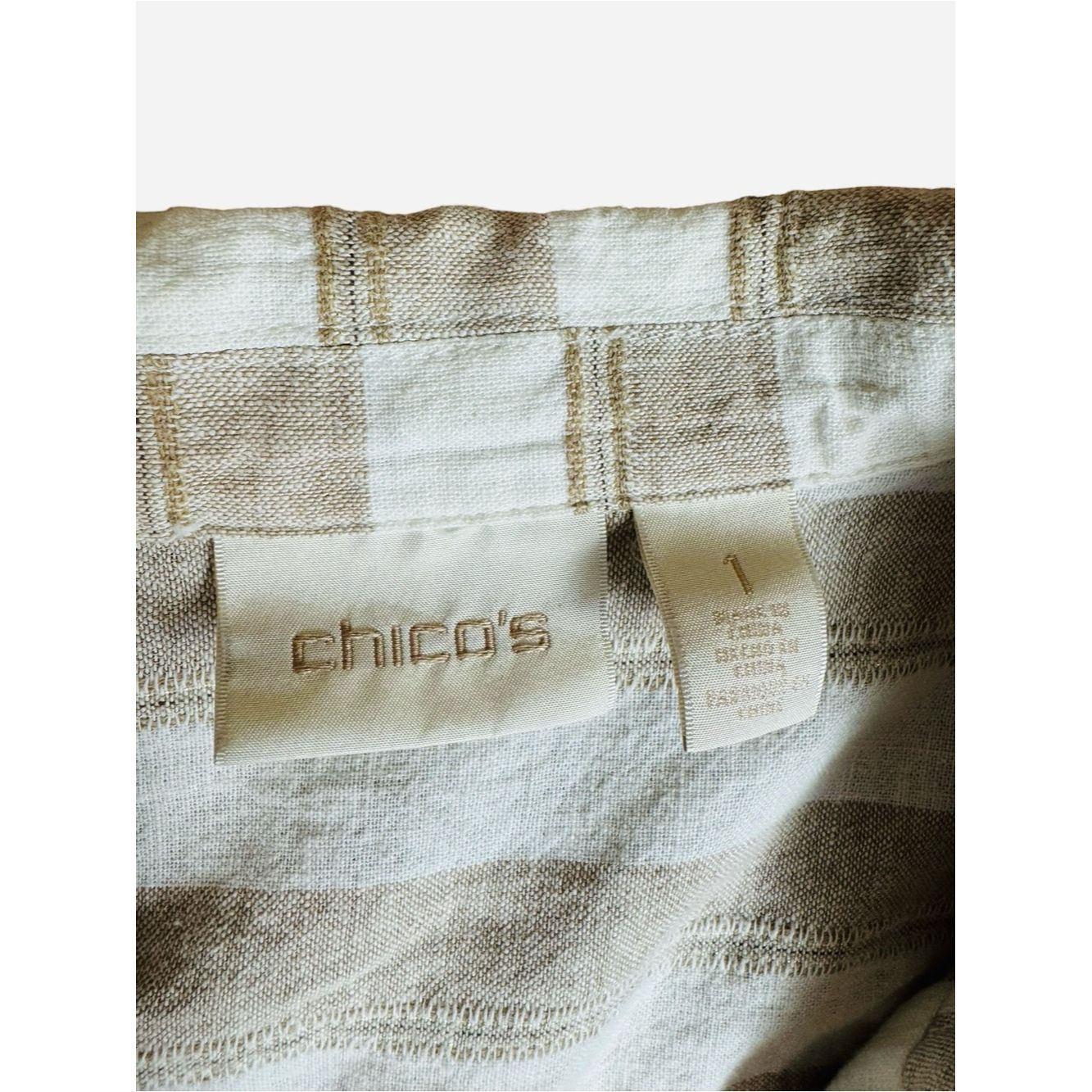 Chicos Chico's Linen Cotton Striped Blazer Size 1 US M Size M / US 6-8 / IT 42-44 - 6 Thumbnail
