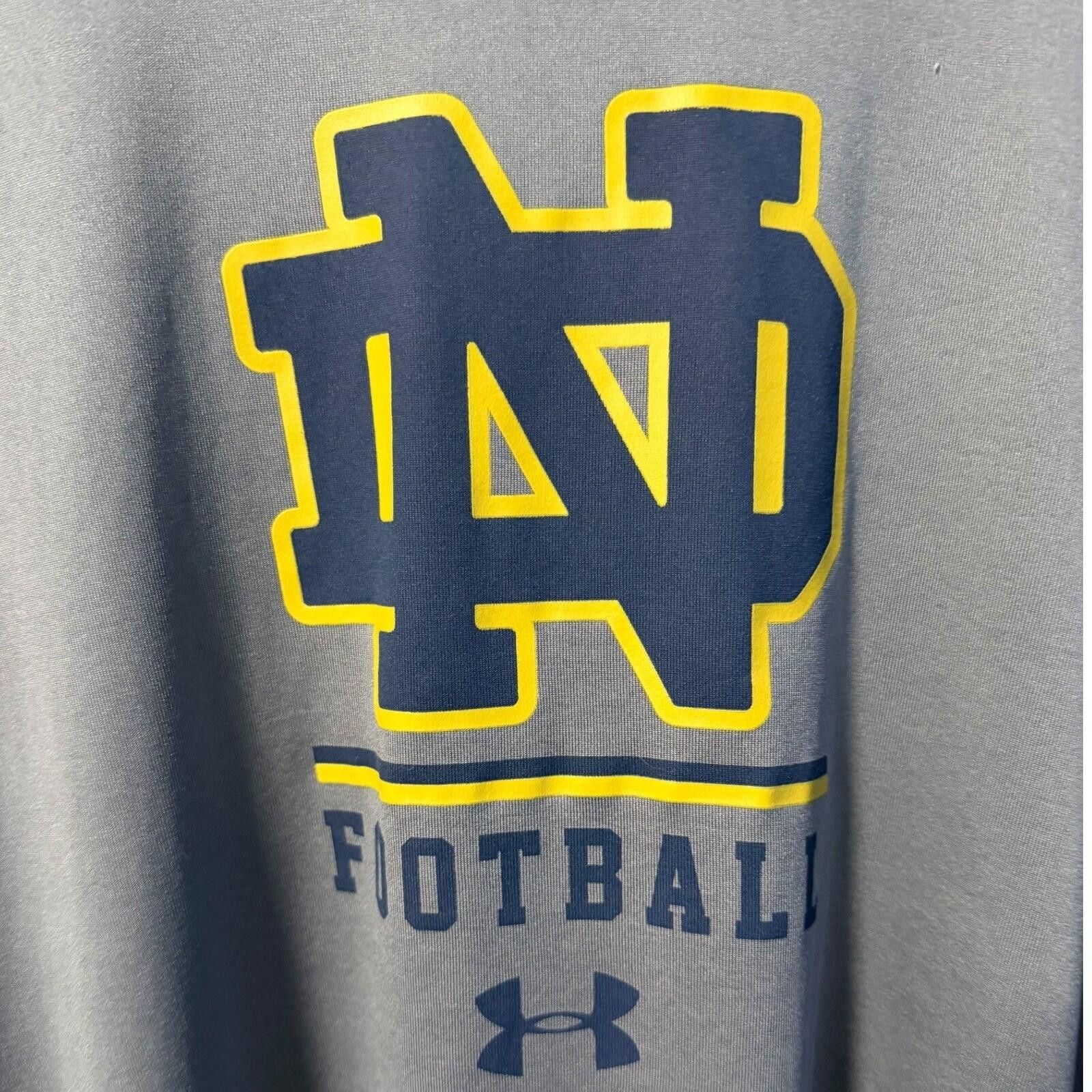 Under Armour Under Armour Notre Dame Football Shirt Mens 2XL Grey LS Tee Size US XXL / EU 58 / 5 - 2 Thumbnail