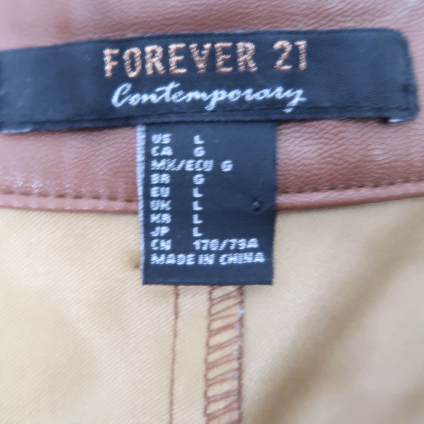 Forever 21 Forever 21 Camel Tan Faux Leather High Rise Wide Leg Pants Women's L Dress Pants Size 36" / US 14 / IT 50 - 4 Thumbnail