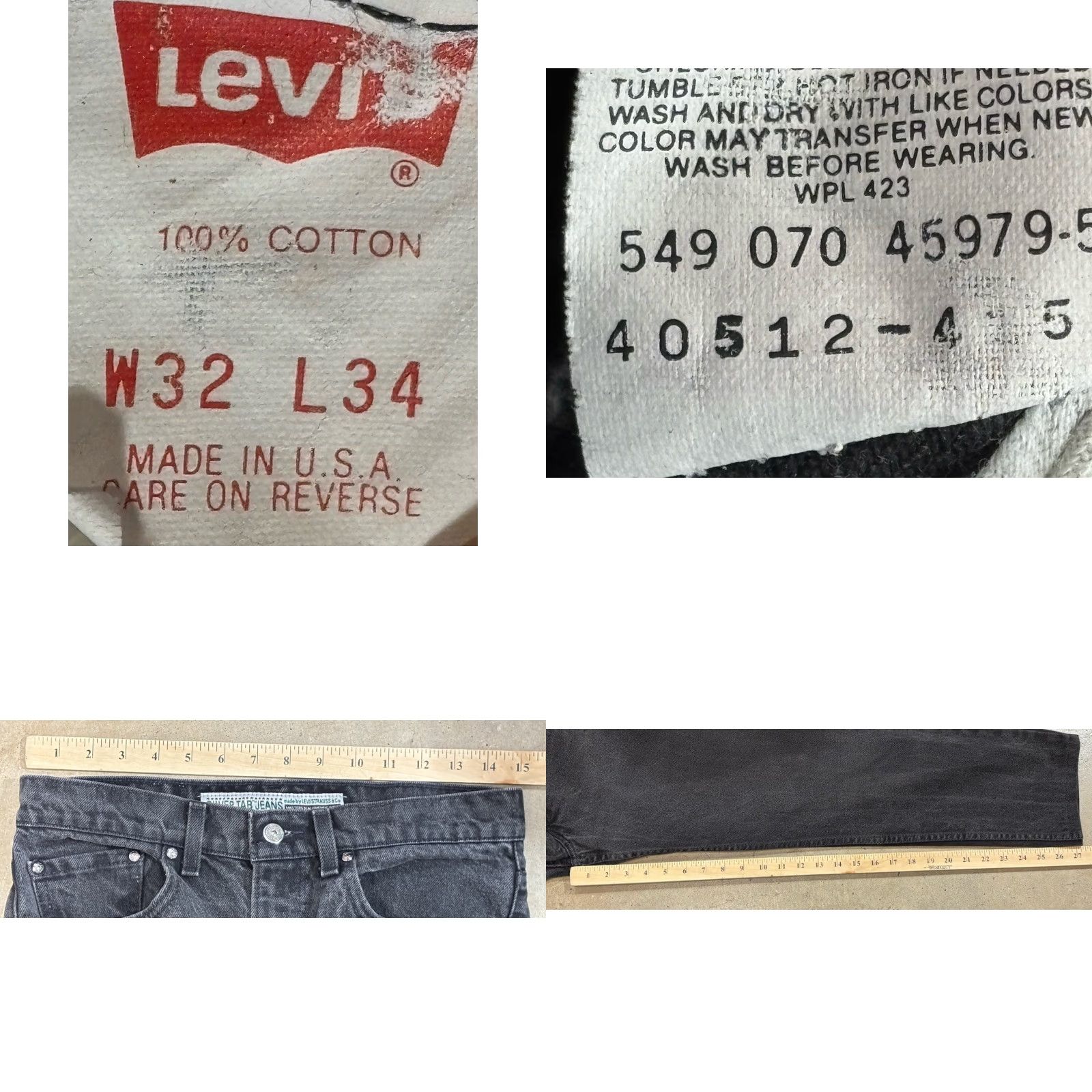 Levi's VINTAGE Levi's 512 Jeans - Jeans - Men - 30x27 / 32x34 - Black - 90s Made USA - Straight Fit Size US 30 / EU 46 - 8 Thumbnail