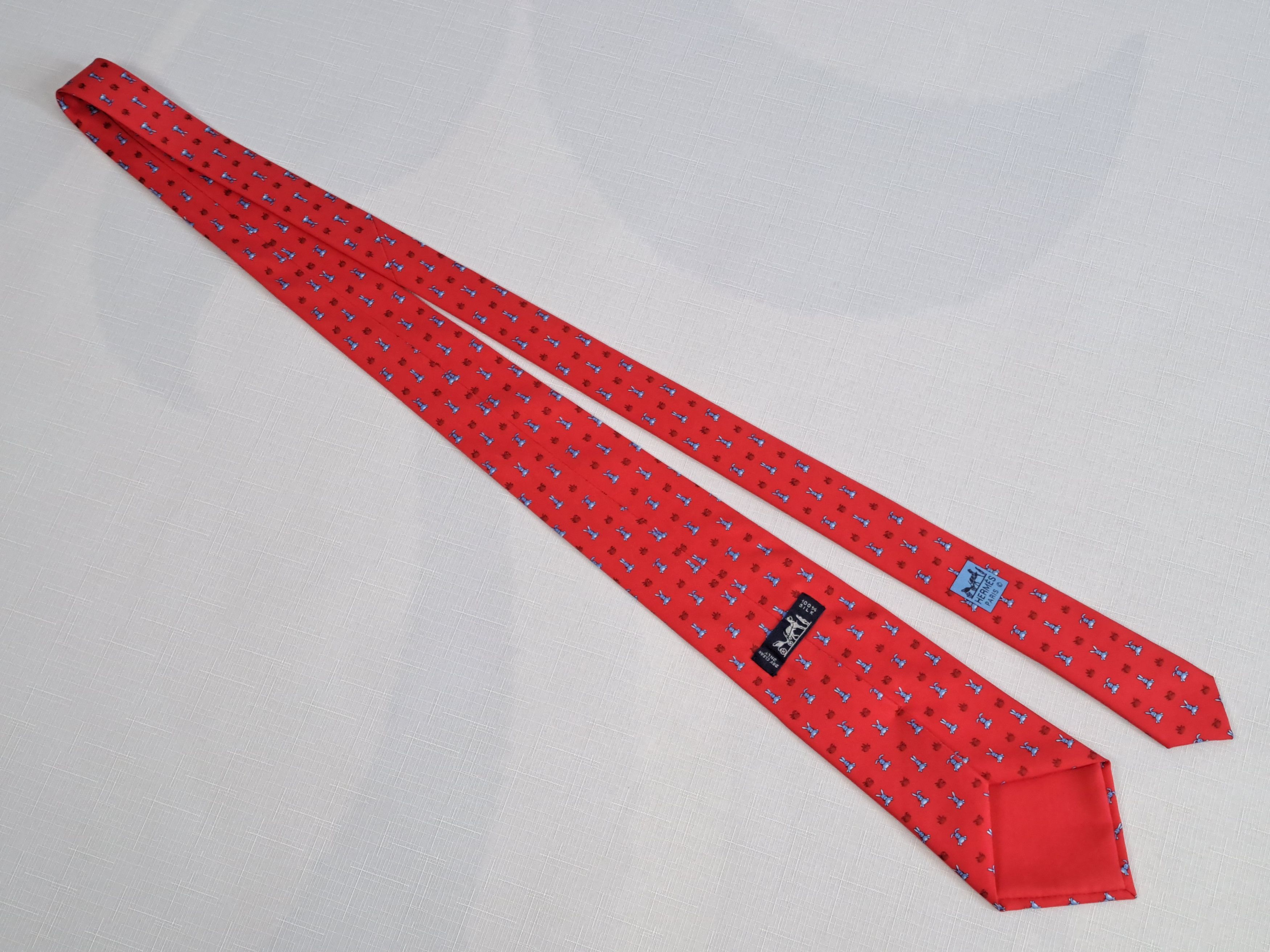 Hermes HERMÈS Paris silk tie funny rabbits pattern 5243 SA. Size ONE SIZE - 6 Thumbnail