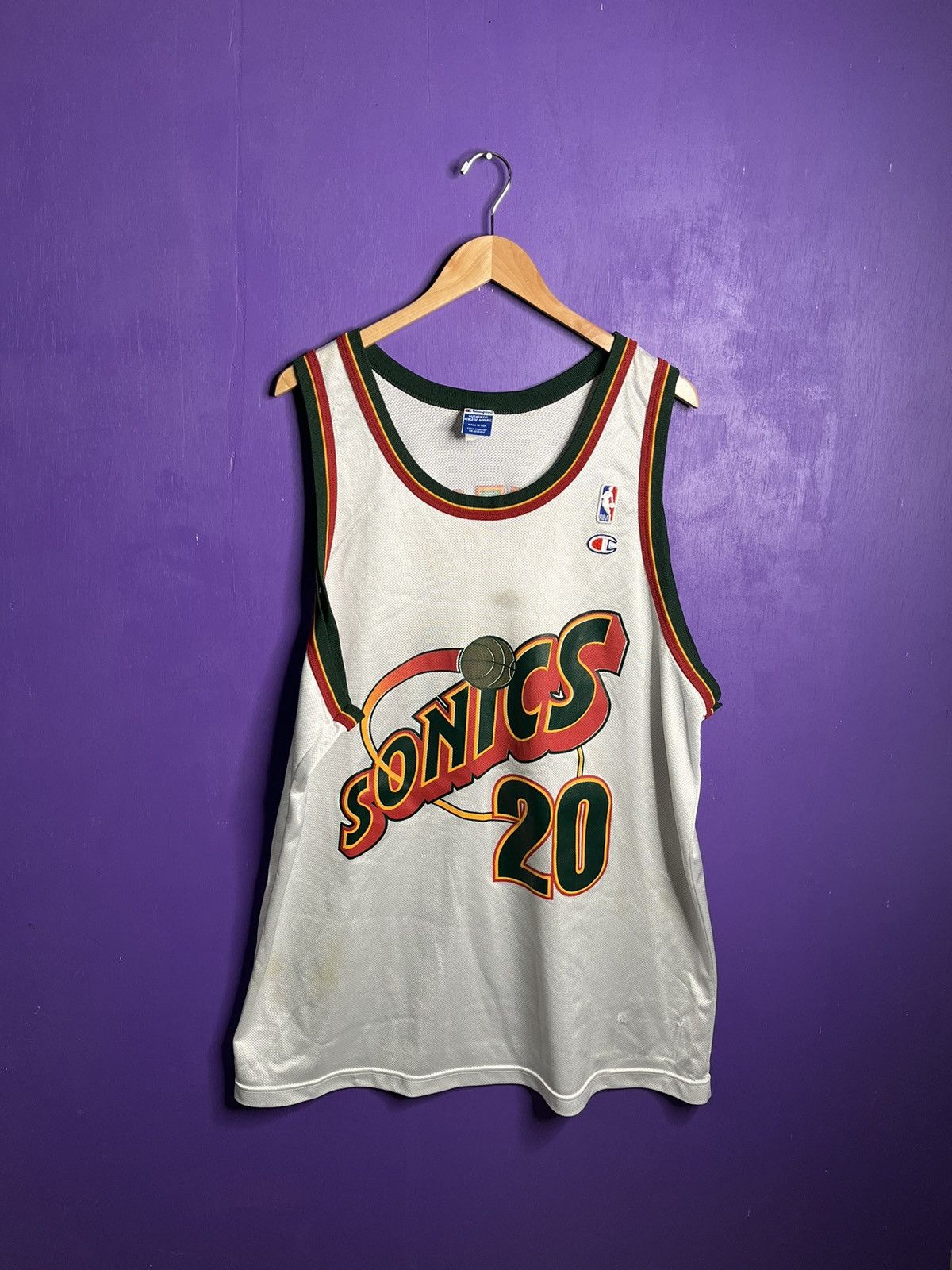 Champion × NBA × Vintage Vintage 90s Champion SuperSonics Gary Payton jersey Size US XL / EU 56 / 4 - 1 Thumbnail