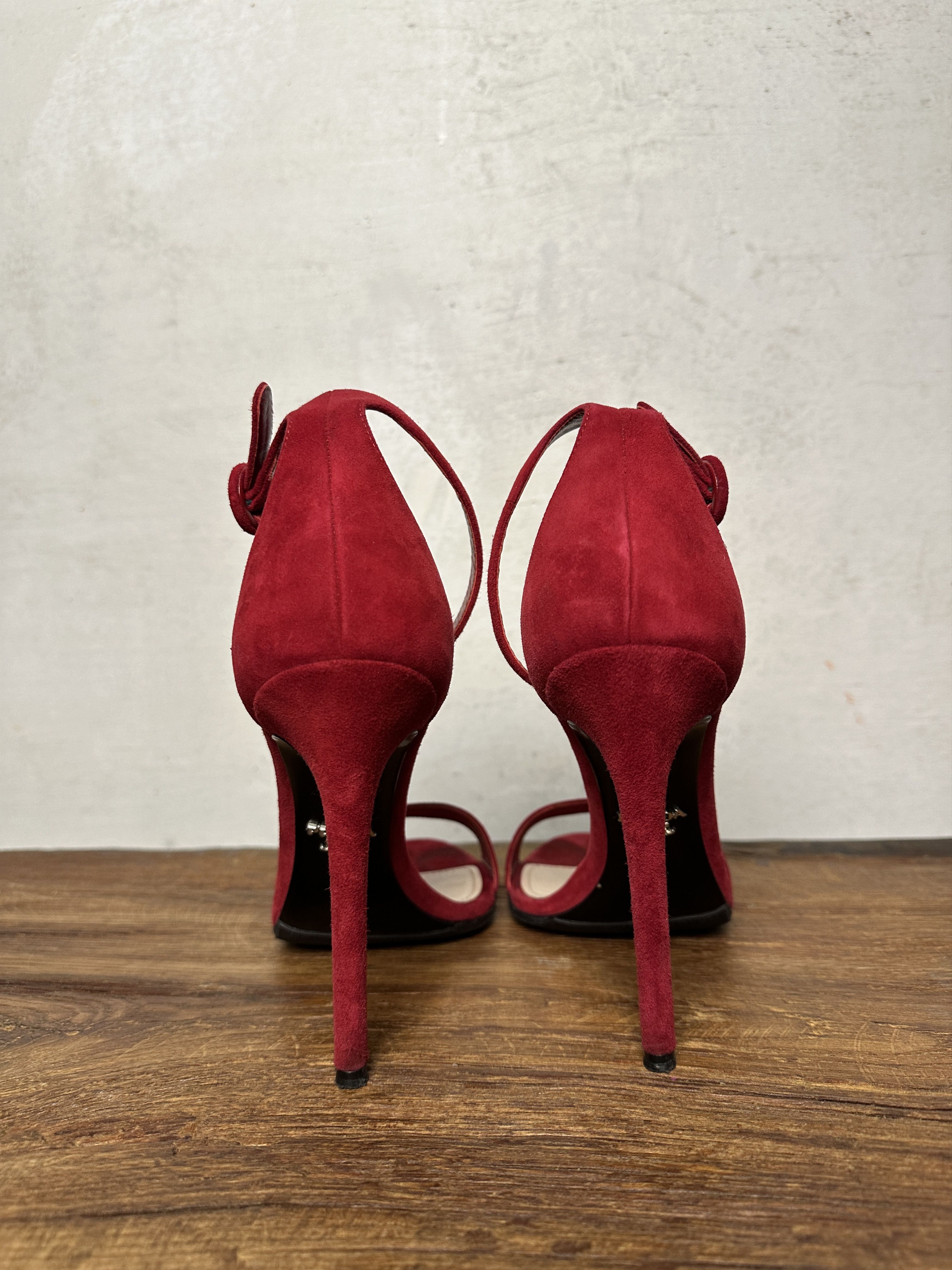 Prada Prada Red Suede Open Toe Ankle Strap Sandals Size US 9 / IT 39 - 3 Thumbnail