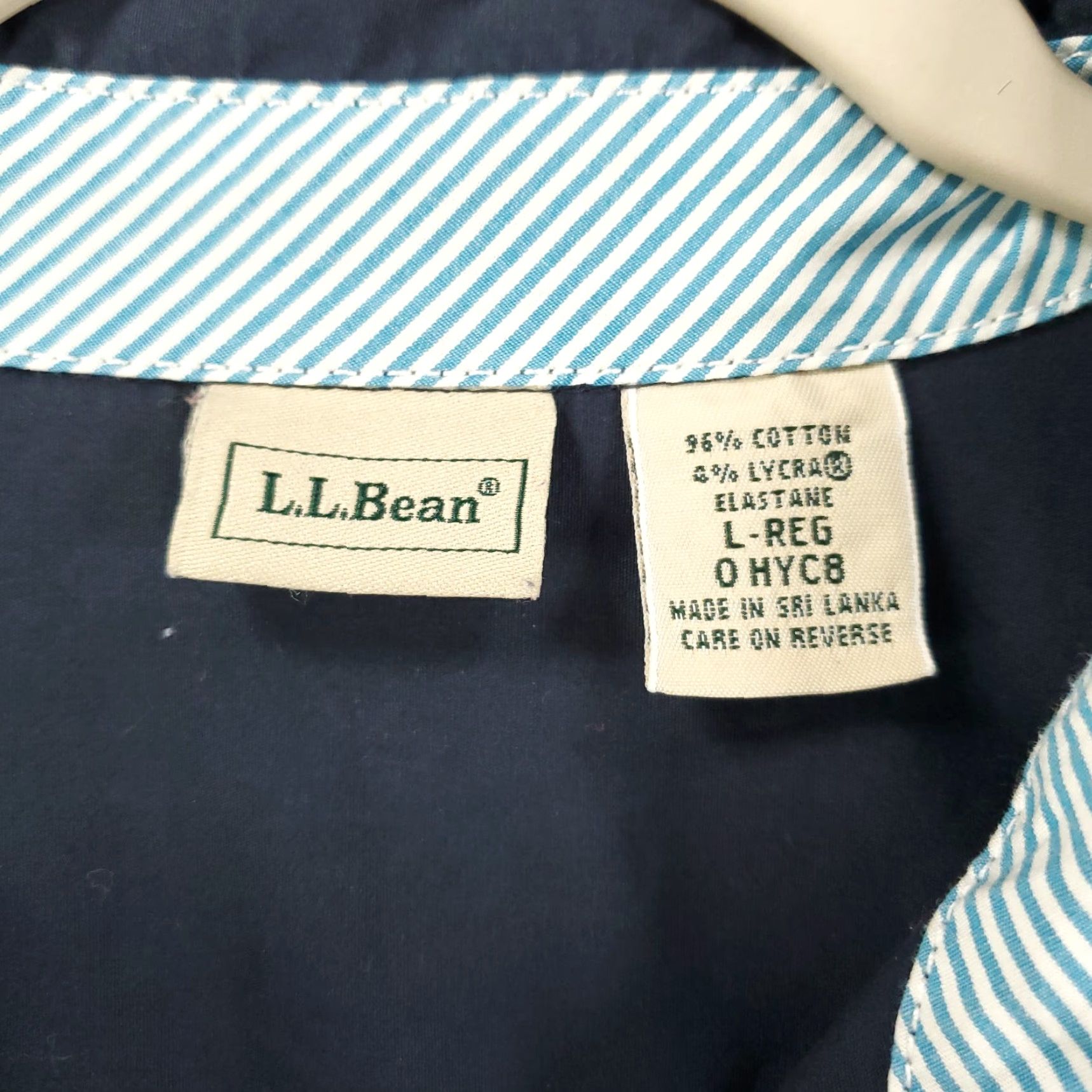 Vintage LL Bean Womens Button Up Top L Navy Blue Long Sleeve Stretch Blouse Size L / US 10 / IT 46 - 4 Thumbnail