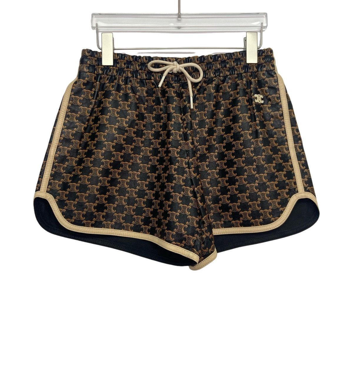 Celine CELINE Logo Print Lace-up Leather Loose Casual Shorts K26WX Size 28" / US 6 / IT 42 - 1 Thumbnail