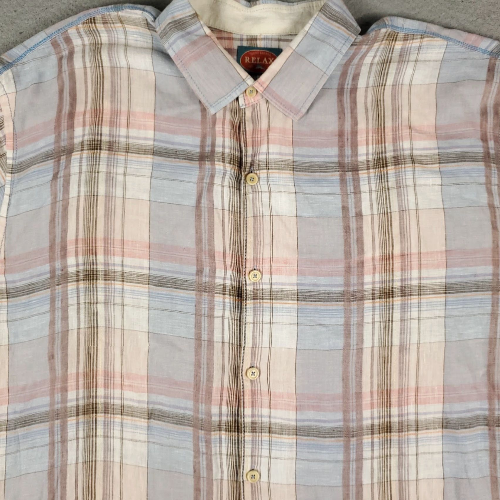 Tommy Bahama Tommy Bahama Shirt Mens 2XL Blue Plaid Linen Hawaiian Button Up Short Sleeve Shirt Size US XXL / EU 58 / 5 - 2 Thumbnail