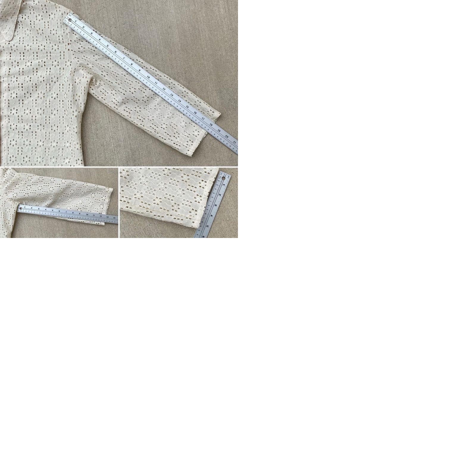 Saks Fifth Avenue VINTAGE Saks Fifth Avenue Eyelet Lace Blouse Mod 14 Shirt 1960s Ivory/Off-White Womens Size XL / US 12-14 / IT 48-50 - 12 Thumbnail