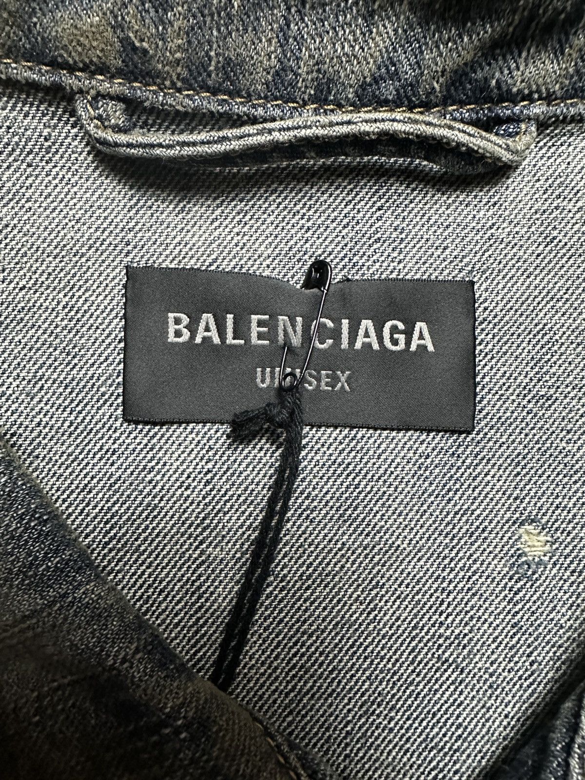 Balenciaga Balenciaga Rhinestone Logo Oversized Denim Jacket Size US XL / EU 56 / 4 - 3 Thumbnail