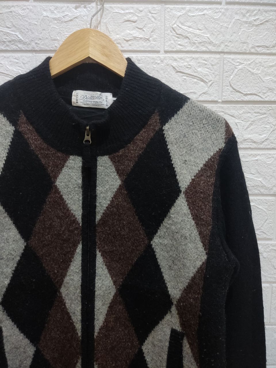 Japanese Brand DINAMO Classic Argyle Diamond Sweater Size US M / EU 48-50 / 2 - 5 Thumbnail