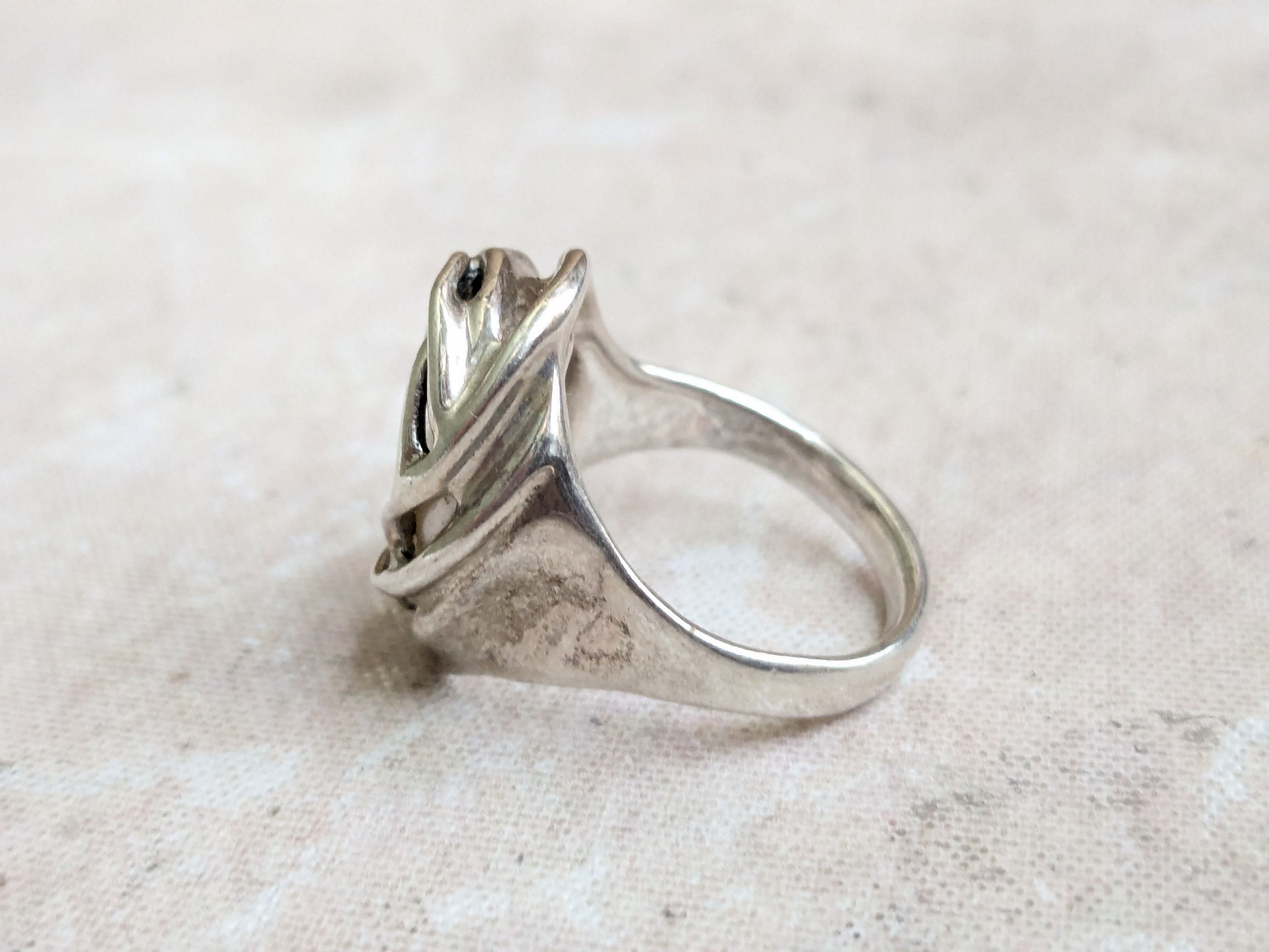 Sterling Silver Vintage Sterling Silver Ring Hagit Gorali Pearl 8 Size ONE SIZE - 2 Thumbnail