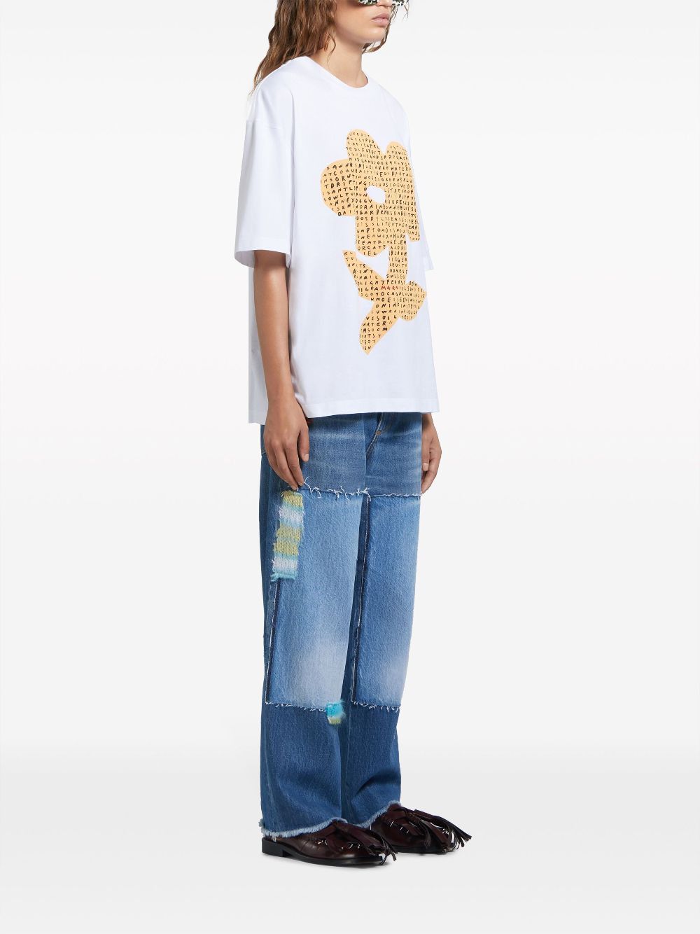 Marni o1w1db10125 Floral Print Cotton T-Shirt in White Size S / US 4 / IT 40 - 3 Thumbnail