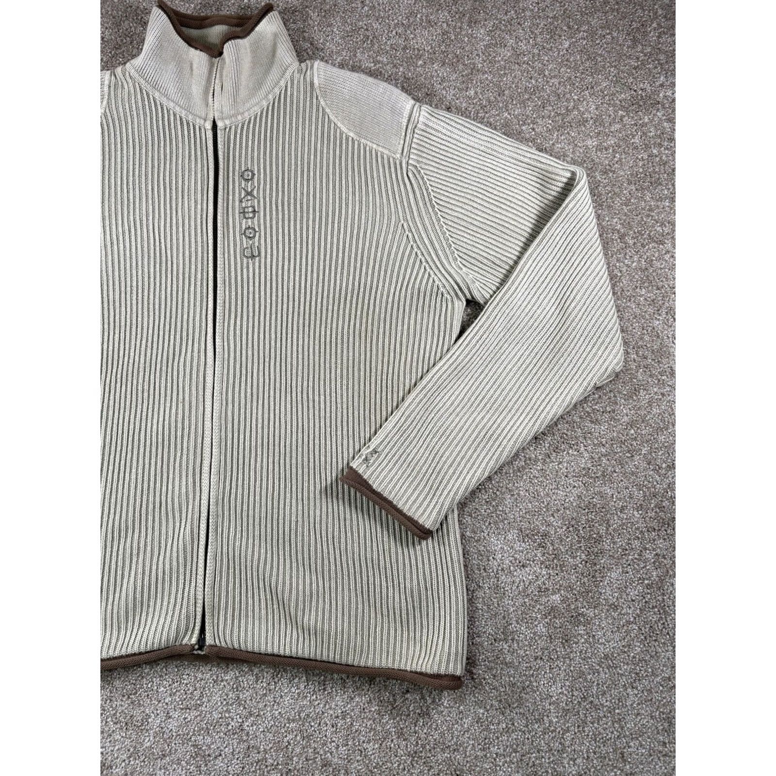 Vintage VINTAGE Oxbow Full Zip Sweater Embroidered Beige Men’s Size L Slim Fit Sweater Casual 90s Y2K Retro Unisex Adults Size US L / EU 52-54 / 3 - 3 Thumbnail