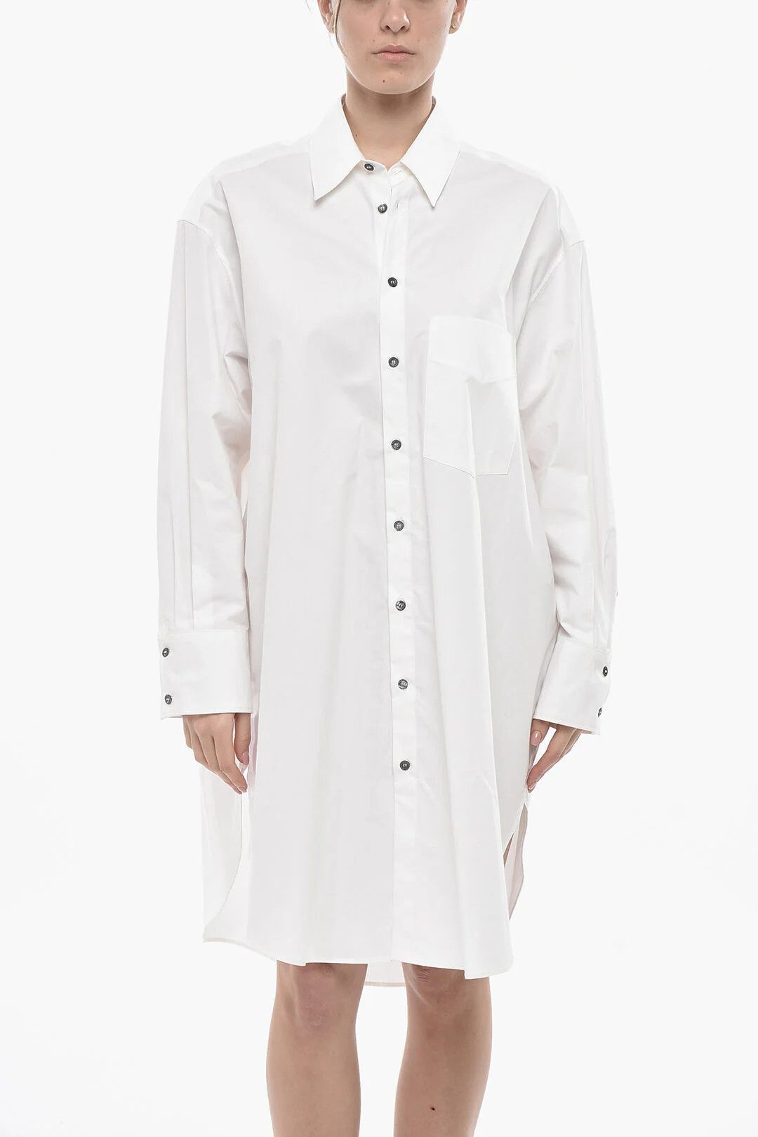 Palm Angels og1mm0326 Poplin Shirt Dress in White Size M / US 6-8 / IT 42-44 - 4 Thumbnail