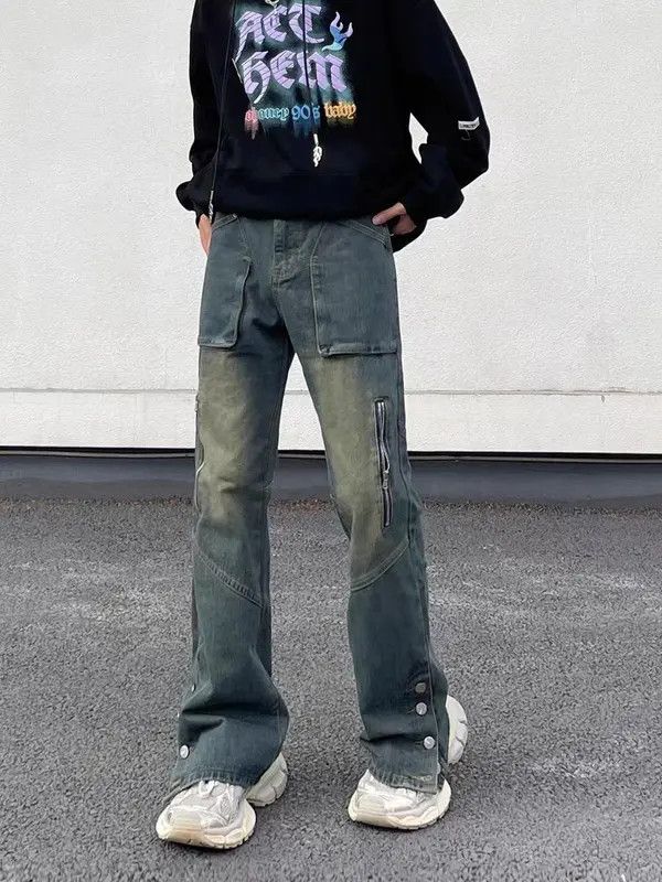 VIBE Retro high street washed distressed buttoned jeans Size US 34 / EU 50 - 4 Thumbnail