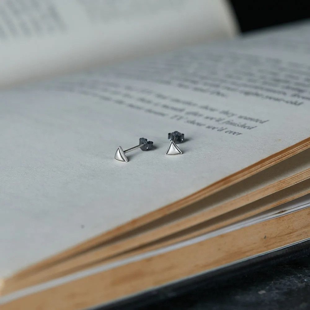 Jewelry Tiny Triangle Stud Earrings 925 Sterling Silver Ear Gift Size ONE SIZE - 6 Thumbnail