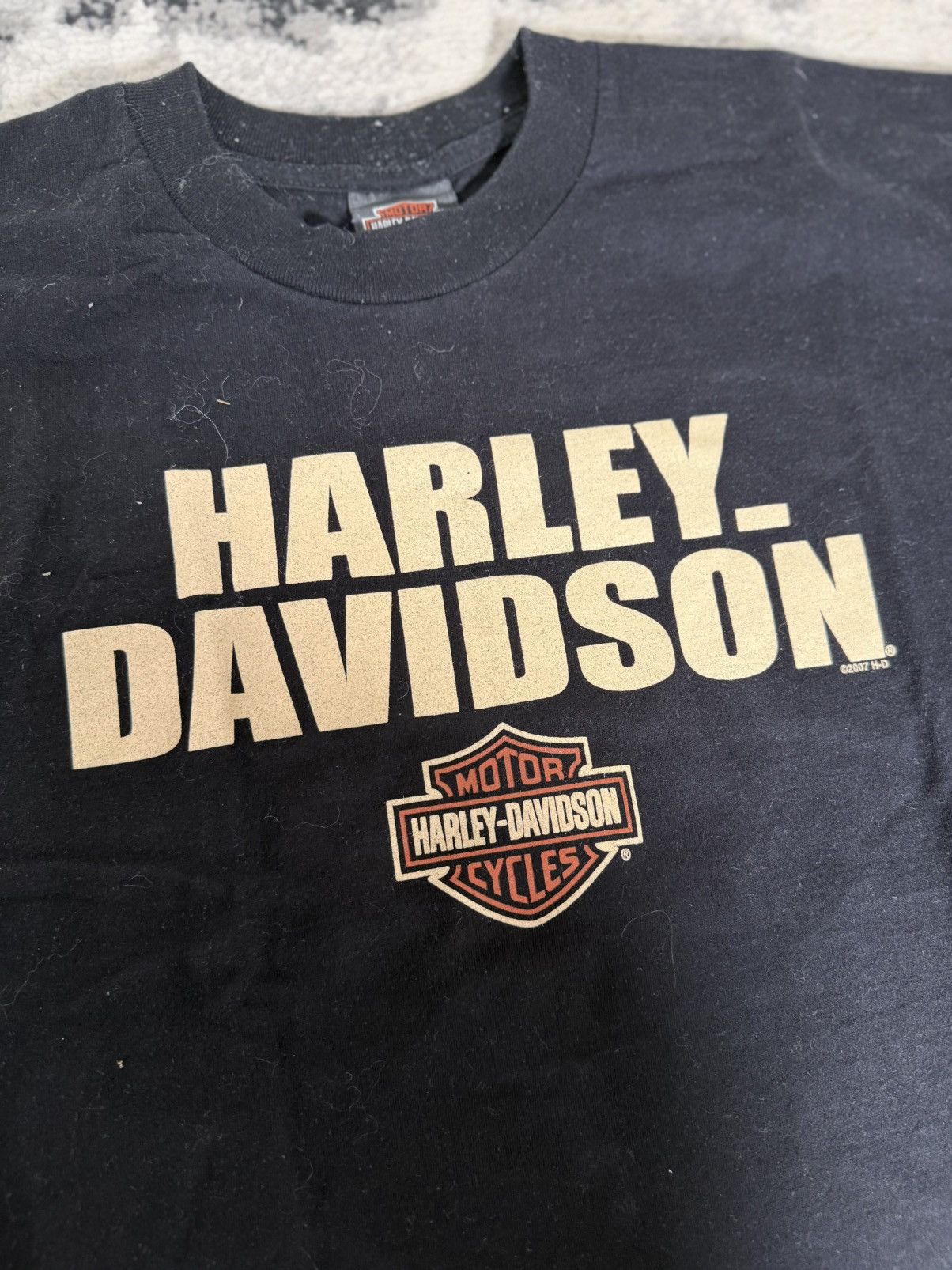 Harley Davidson Y2K 2007 Harley Davidson Logo Brossard Biker T-Shirt Size US L / EU 52-54 / 3 - 3 Thumbnail