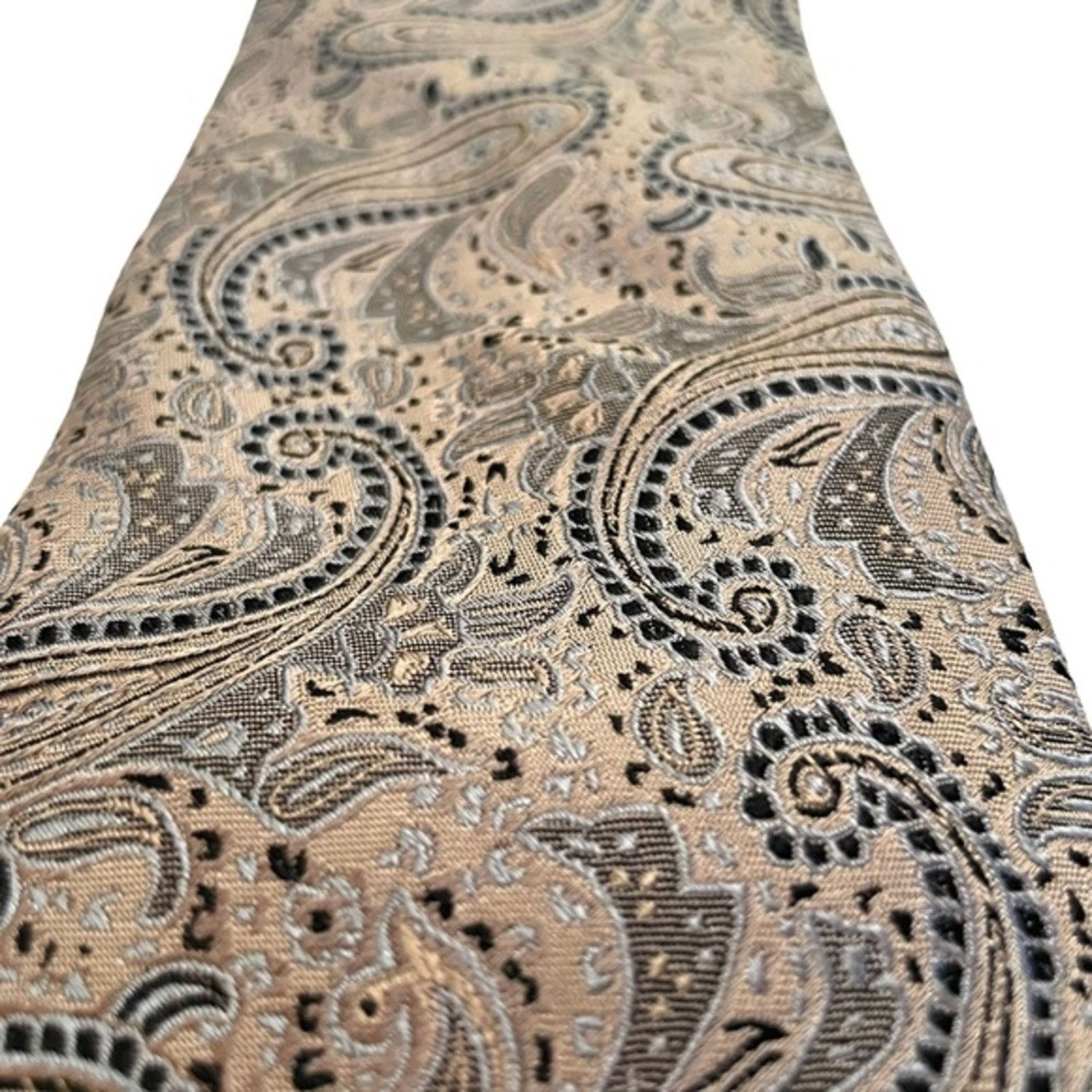 Vintage Vintage Forsyth of Canada Neutral Paisley Brocade Silk Tie Size ONE SIZE - 7 Thumbnail