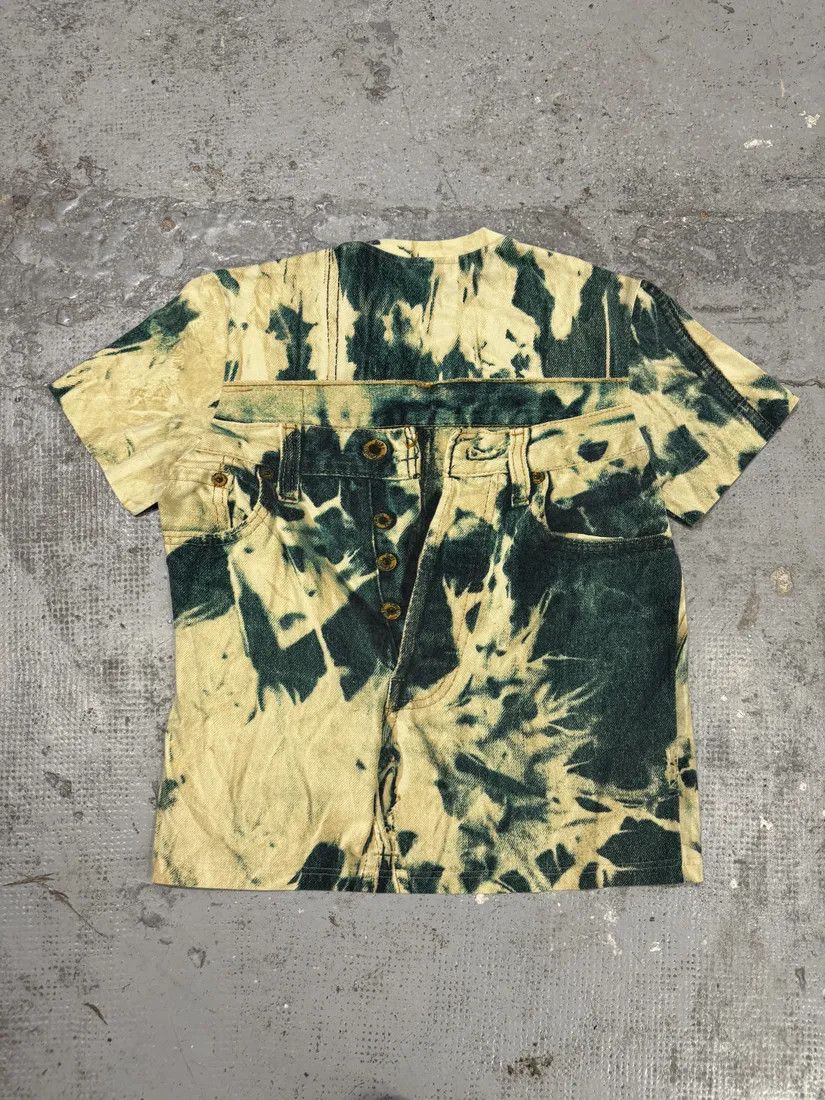 Designer × Just Cavalli × Vintage 2000s Cavalli Trompe L’oeil White & Green T-Shirt Size US M / EU 48-50 / 2 - 4 Thumbnail