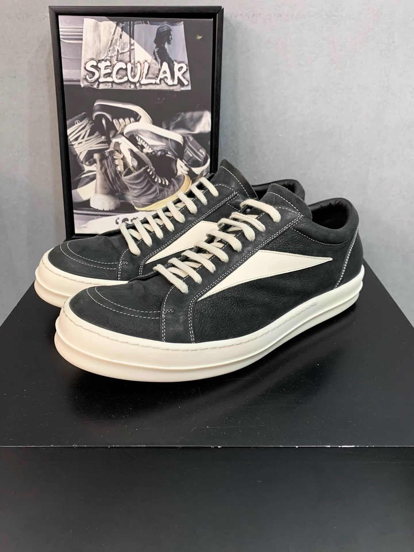 Rick Owens Rick Owens 24SS Leather Low Sneakers Vans Silhouette K34 Size US 12 / EU 45 - 1 Thumbnail