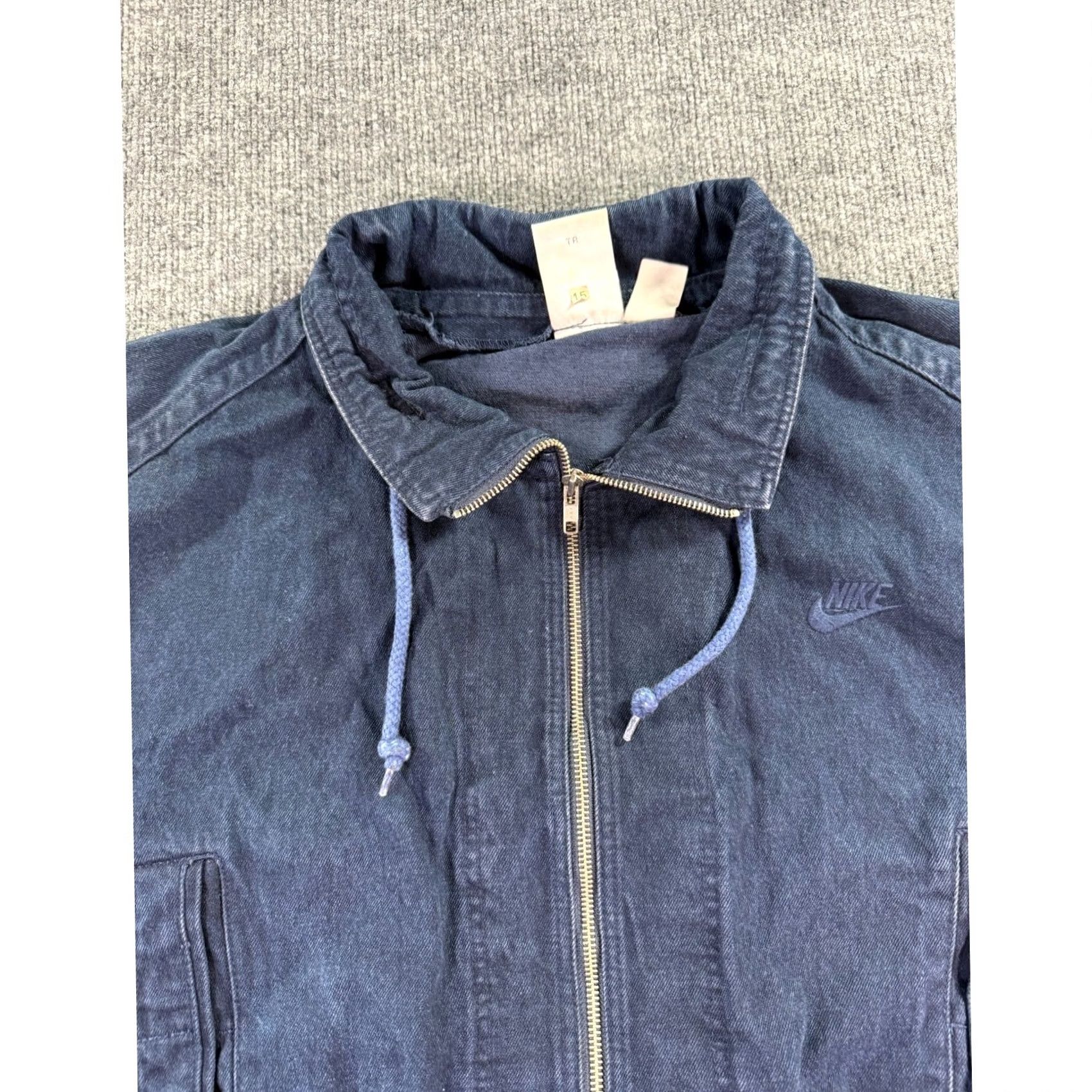 Nike VINTAGE Nike Challenge Court Bomber Jacket Mens XL Blue Denim Full Zip Swoosh Size US XL / EU 56 / 4 - 3 Thumbnail