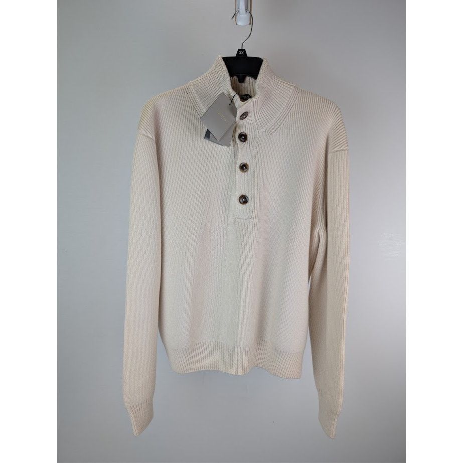 Tom Ford o1rshd1 Knitwear Button Sweater in Ivory Size US XL / EU 56 / 4 - 2 Thumbnail