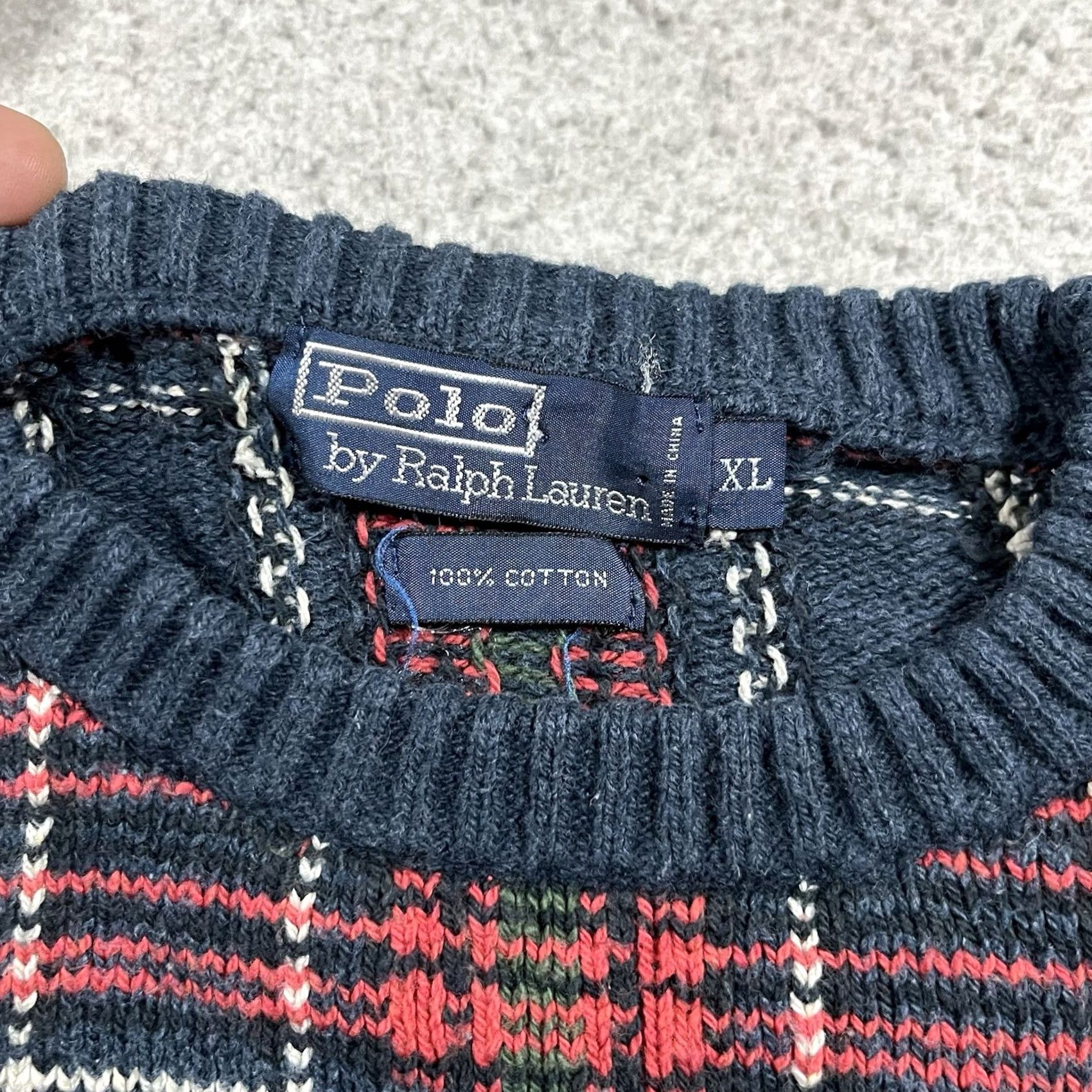 Polo Ralph Lauren Polo Ralph Lauren Sweater Mens XL Plaid Knit Long Sleeve Cotton Crewneck VTG 90s Size US XL / EU 56 / 4 - 2 Thumbnail