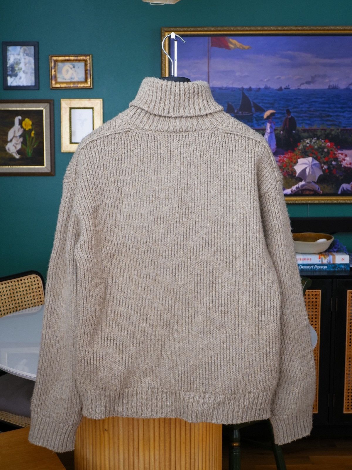 Burberry Beige Logo Plaque Turtleneck Size US M / EU 48-50 / 2 - 2 Thumbnail