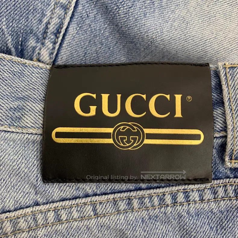 Gucci Gucci Blue leather logo hole denim shorts Size 24" / US 00 / IT 34 - 5 Thumbnail