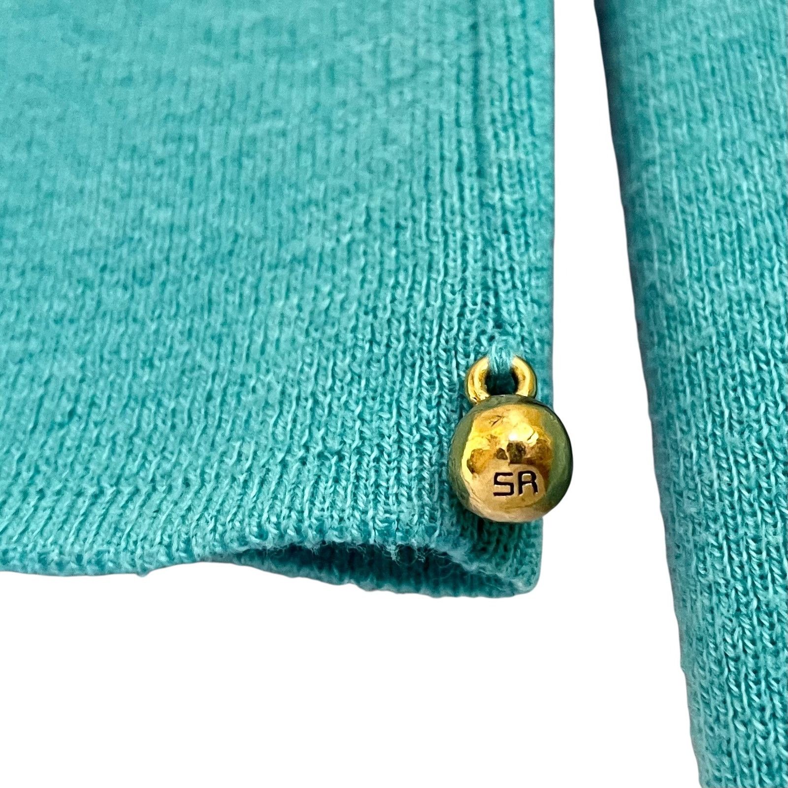 Sonia Rykiel × Vintage Sonia Rykiel Vintage Turquoise Virgin Wool Cardigan Sweater Size S / US 4 / IT 40 - 7 Thumbnail