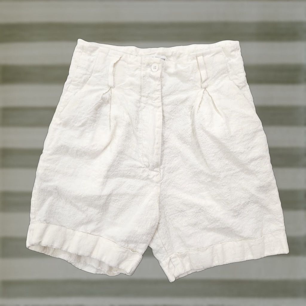 Amina Rubinacci White Linen Shorts Womens 40 US 10 Chino Flat Front Pockets Regular 100% Linen Italy Made Vintage No Mens Womens