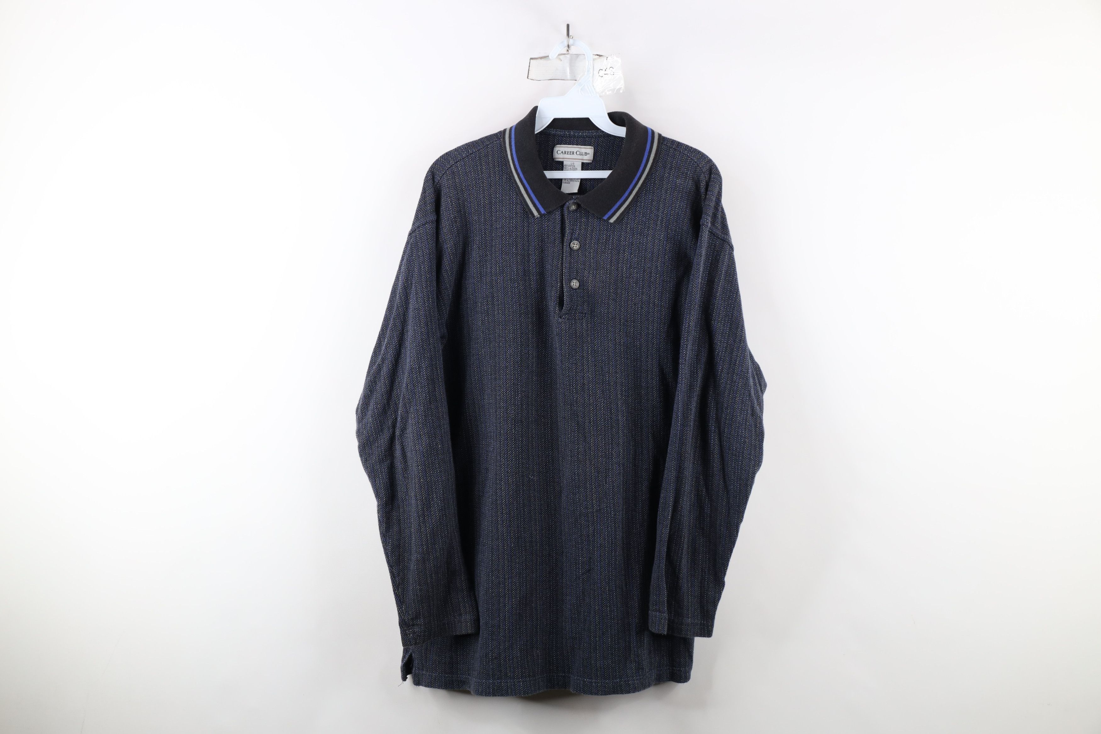 Vintage Vintage 90s Streetwear Striped Knit Long Sleeve Rugby Polo Size US L / EU 52-54 / 3 - 1 Thumbnail