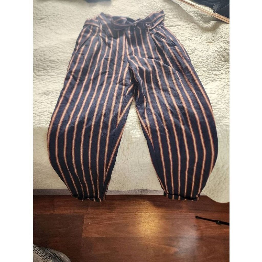 Zara Zara Navy Striped Pants Size 27" / US 4 / IT 40 - 4 Thumbnail