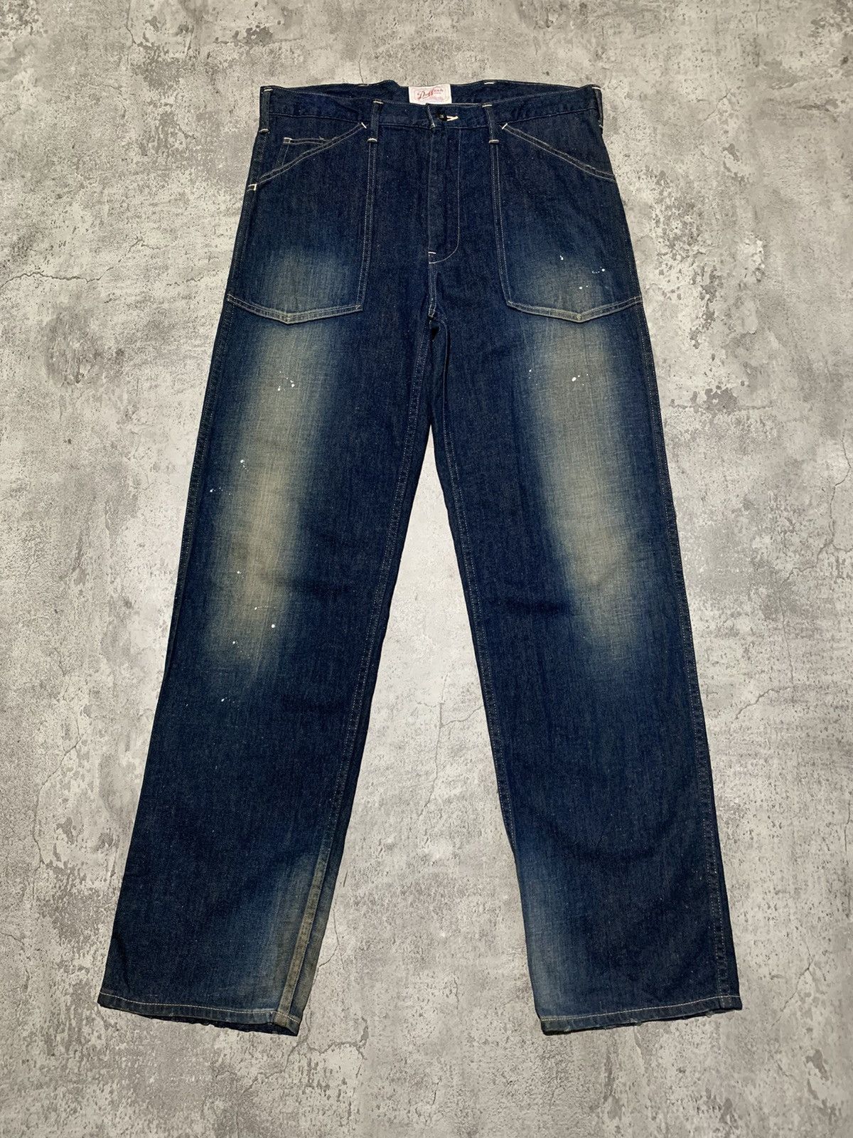 Le Grande Bleu (L.G.B.) Vintage Duffers fatigue buckleback splatter wide leg denim Size US 34 / EU 50 - 1 Thumbnail