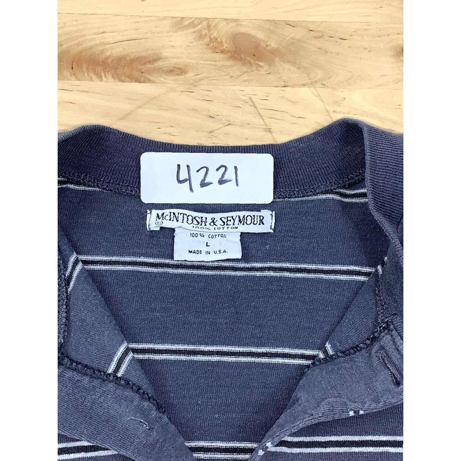 Vintage VINTAGE McIntosh & Seymour T Shirt Striped Henley Blue Short Sleeve L Mens 4221 Size US L / EU 52-54 / 3 - 3 Thumbnail