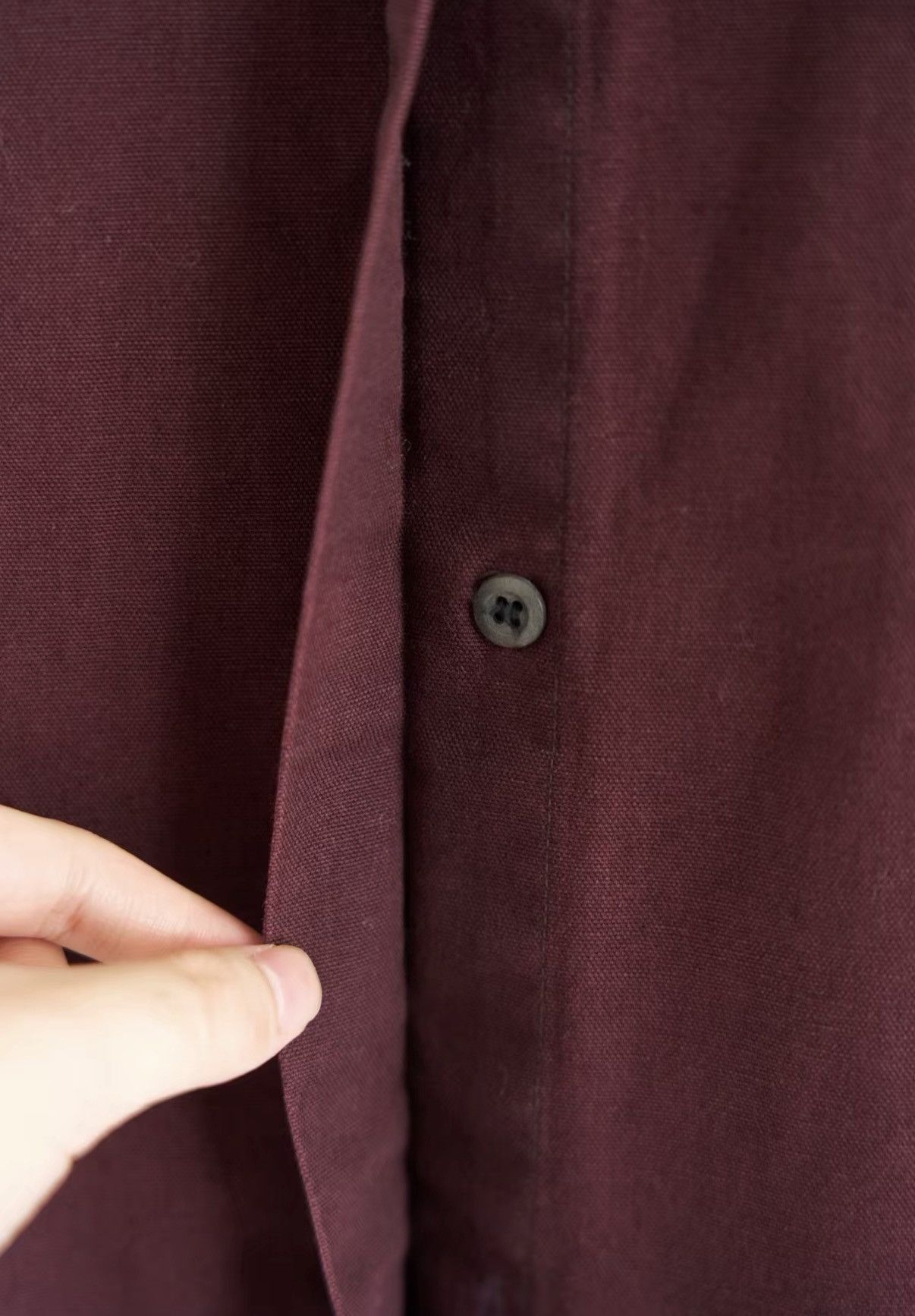 Yohji Yamamoto Yohji Yamamoto 00s Hidden Button Burgundy Shirt J4 Size US M / EU 48-50 / 2 - 3 Thumbnail