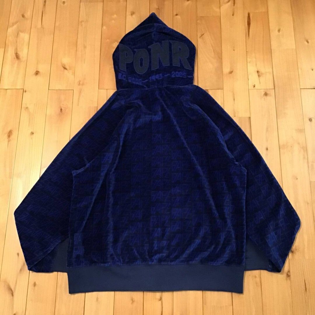 Bape BAPE Logo Monogram Velour Shark Full Zip Hoodie APE Size US XL / EU 56 / 4 - 5 Thumbnail