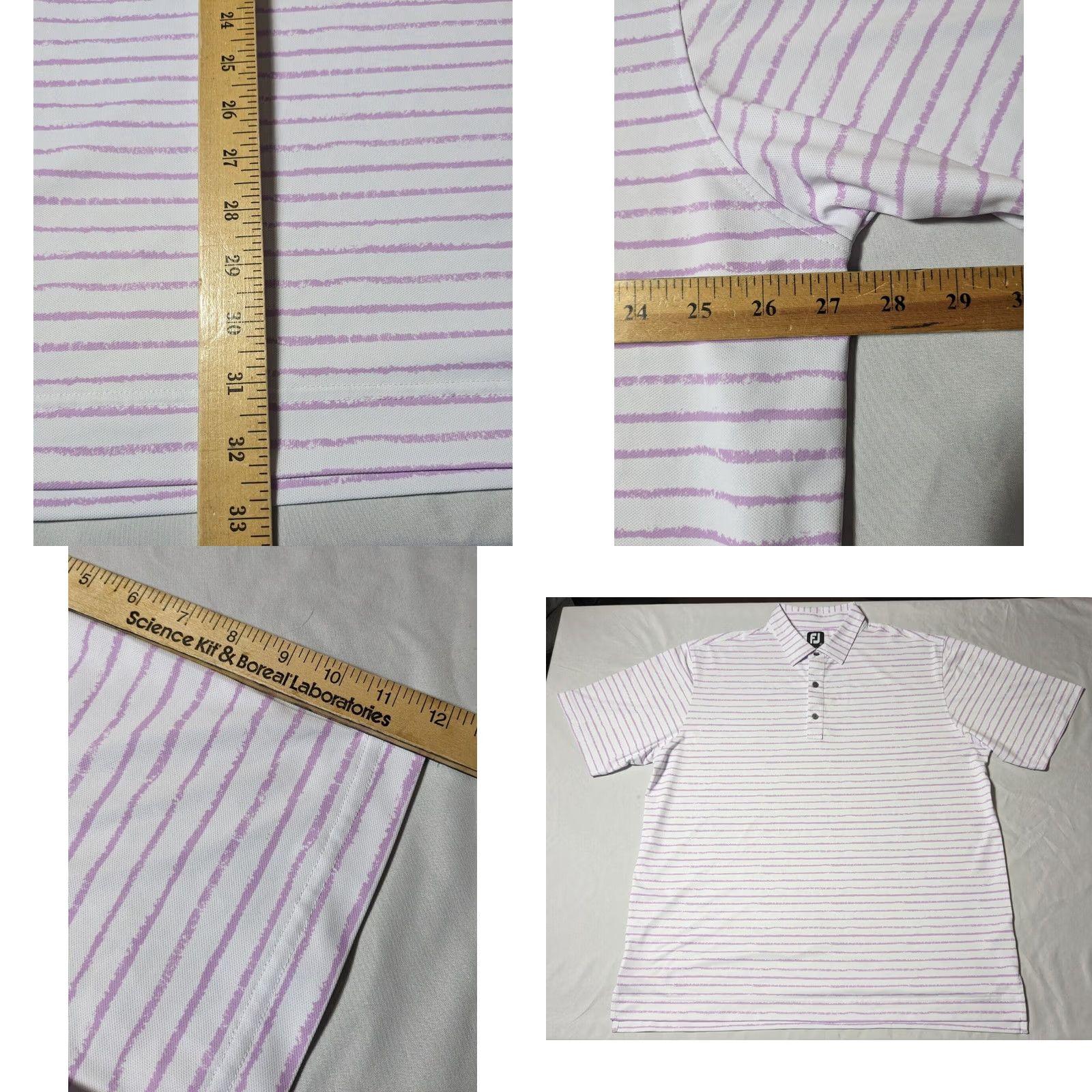 Footjoy FOOTJOY Polo Shirt Men 2XL Lavender Striped Performance Stretch Golf Shirt EUC Short Sleeve Collared Button Embroidered Logo Blue Polyester Spandex Size US XXL / EU 58 / 5 - 8 Thumbnail