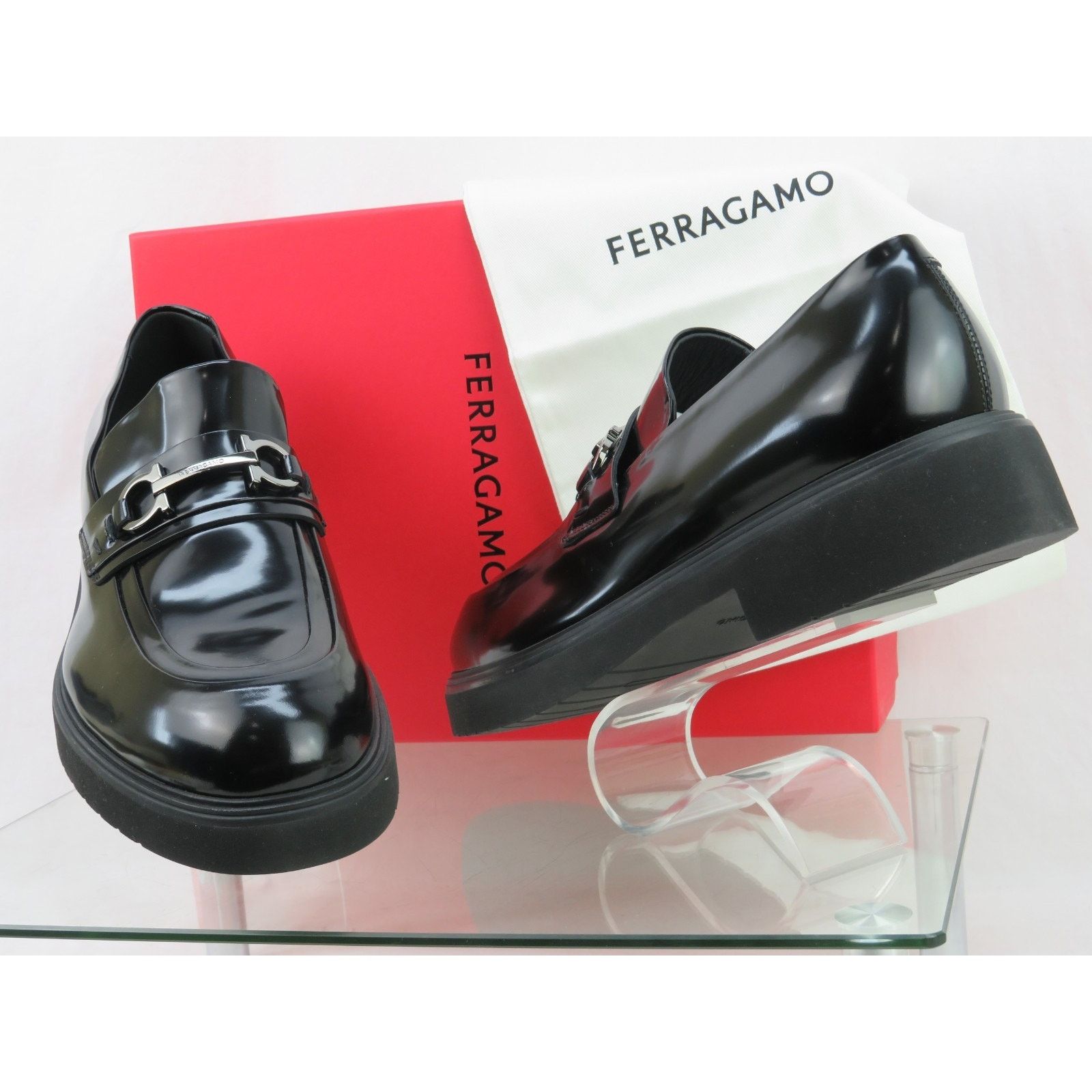 Salvatore Ferragamo FERRAGAMO FIORELLO BLACK PATENT LEATHER GANCINI LOAFERS 9.5 Size US 9.5 / EU 42-43 - 7 Thumbnail
