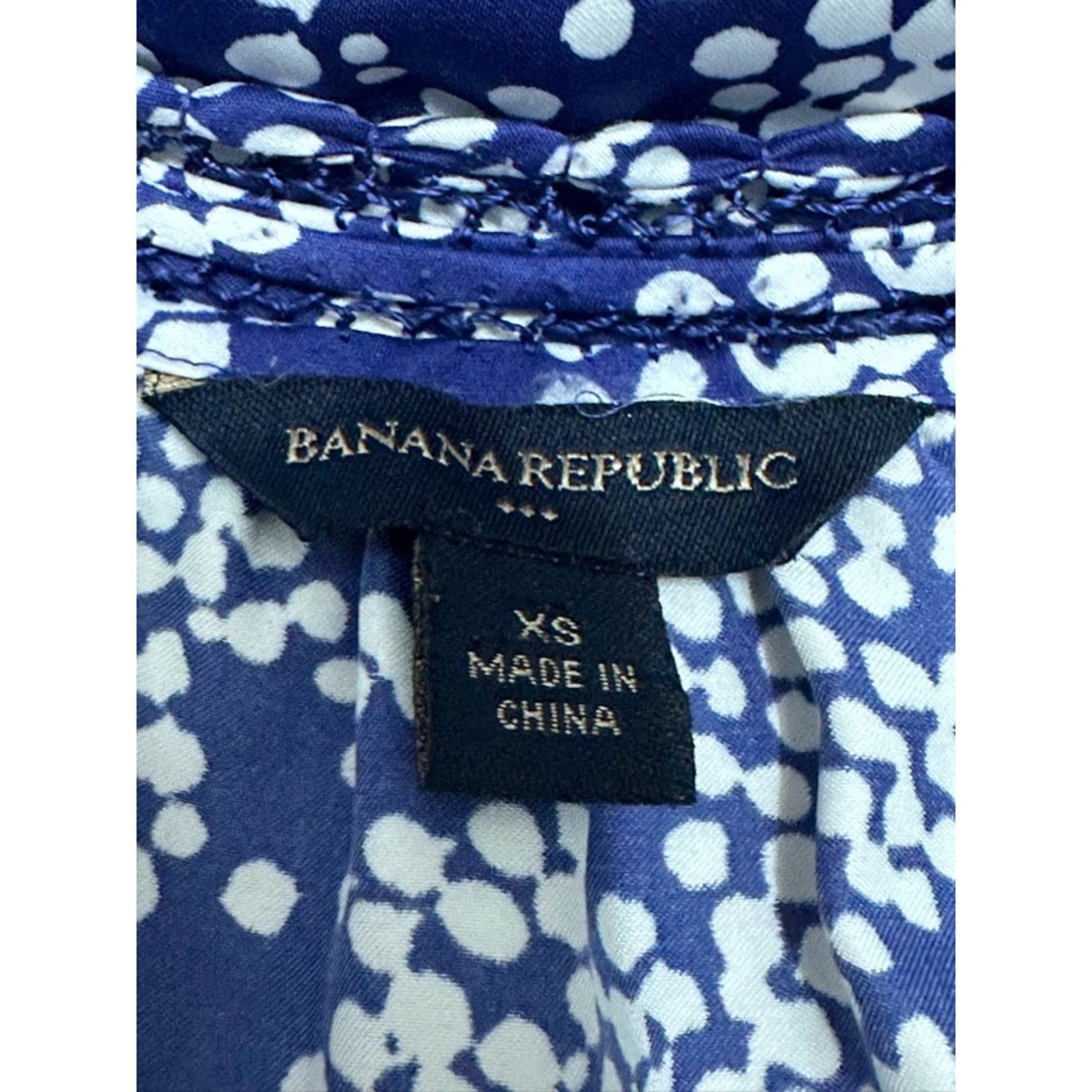 Banana Republic Banana Republic Blouse Short Sleeves Side Tie Blue White XS Size XS / US 0-2 / IT 36-38 - 8 Thumbnail