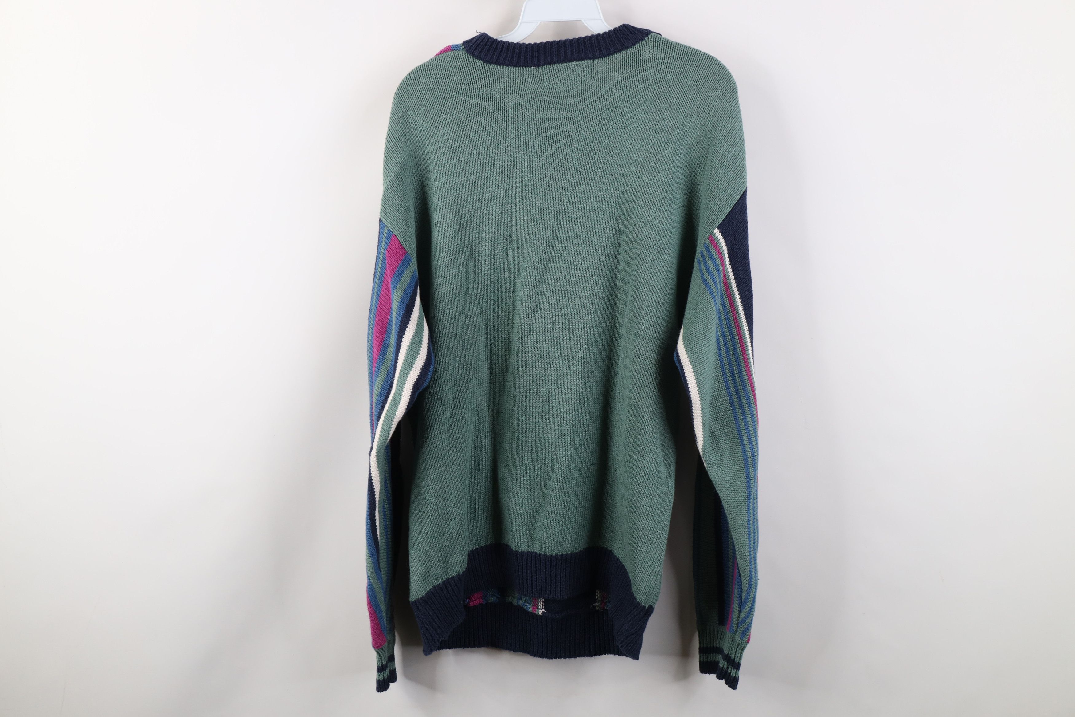 Vintage Vintage 90s Streetwear Cotton Knit Striped Panel Sweater Size US M / EU 48-50 / 2 - 8 Thumbnail