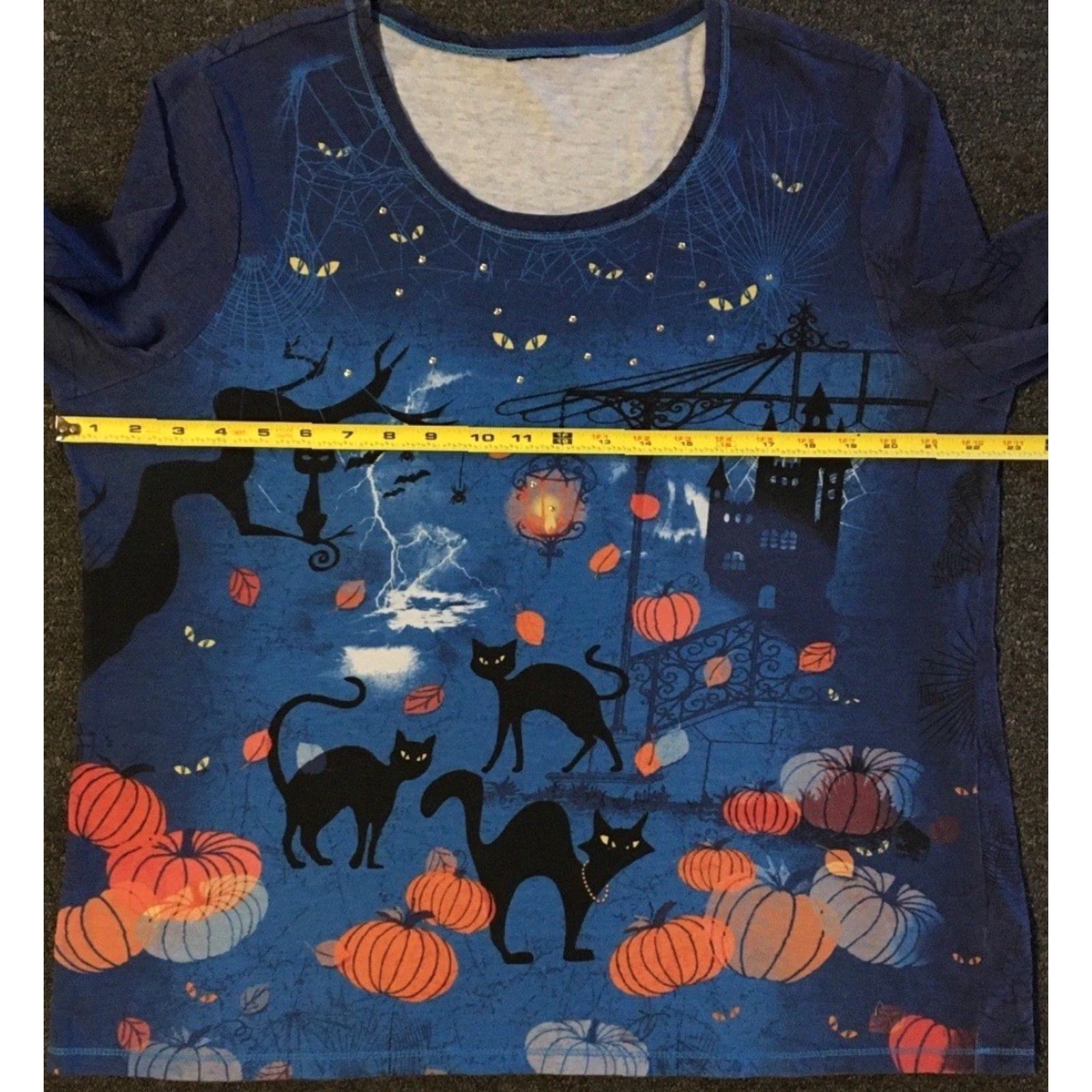 Vintage Vtg 90s Black Cat AOP Spider Web Shirt L Halloween Goth Emo Biker Grunge Y2K Shirt Women Size L / US 10 / IT 46 - 5 Thumbnail