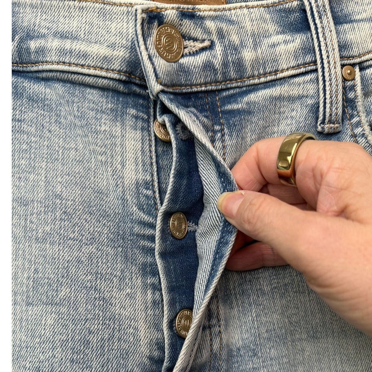 Other Mother Tomcat Straight Jeans Blue 33 Button Marrakesh Days Size 33" - 5 Thumbnail