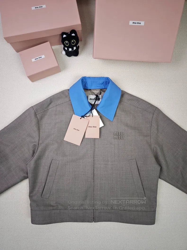 Miu Miu 38 Embroidered shirt collar long sleeve jacket coat