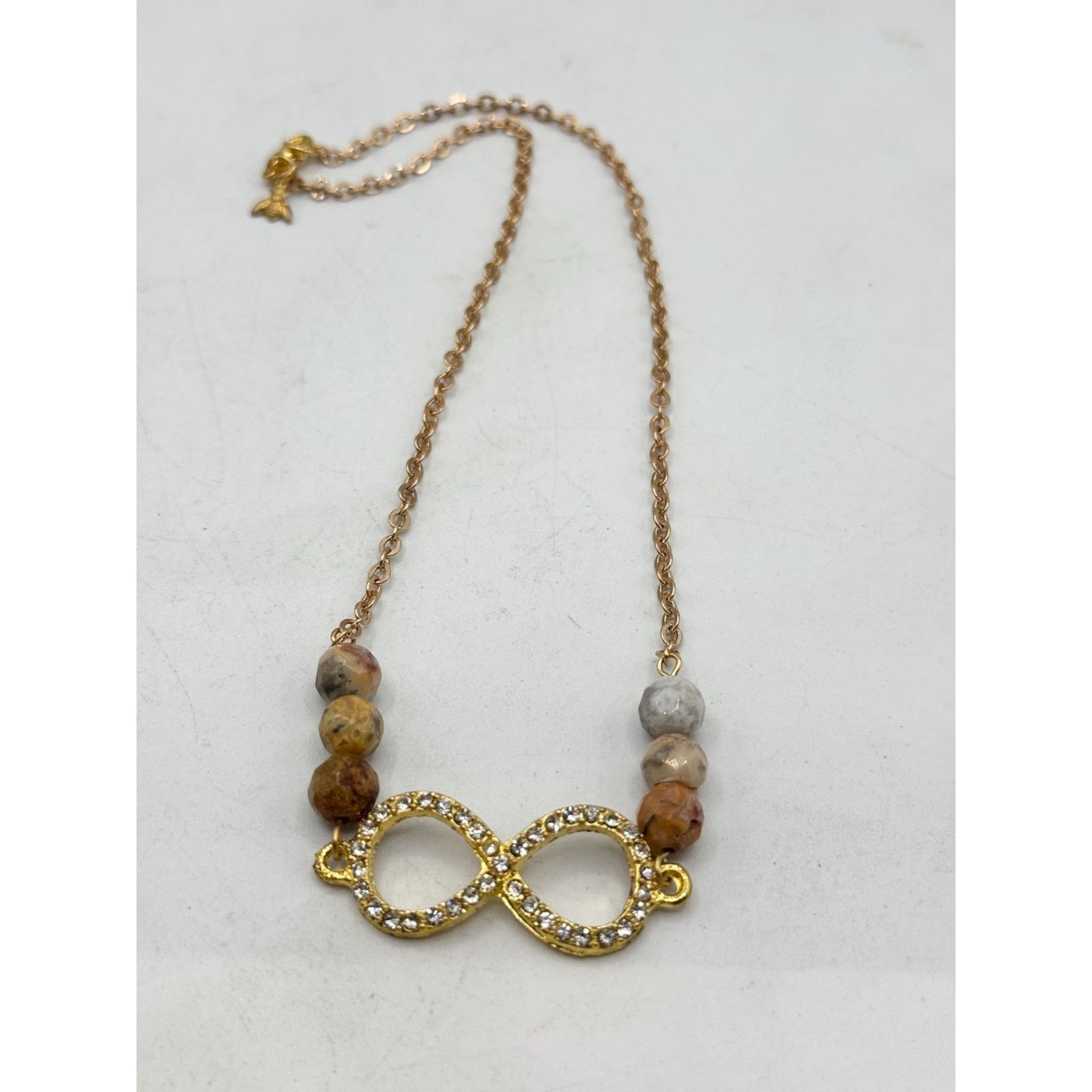 Vintage Vintage rhinestone infinity sign semi precious bead necklace Size ONE SIZE - 3 Thumbnail