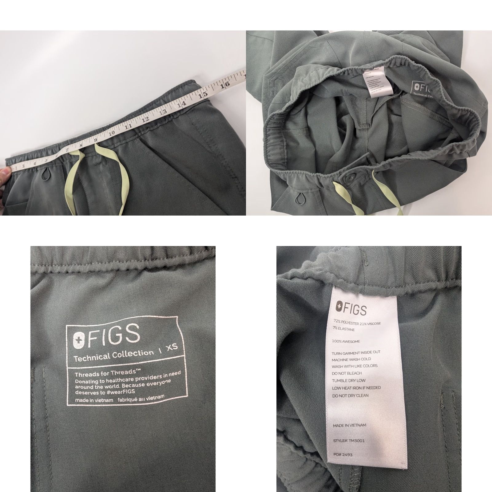 Vintage Figs Men's Cairo Cargo Scrub Pants XS Forest Green Blue Medical Nurse TM3001 Size US 27 - 8 Thumbnail