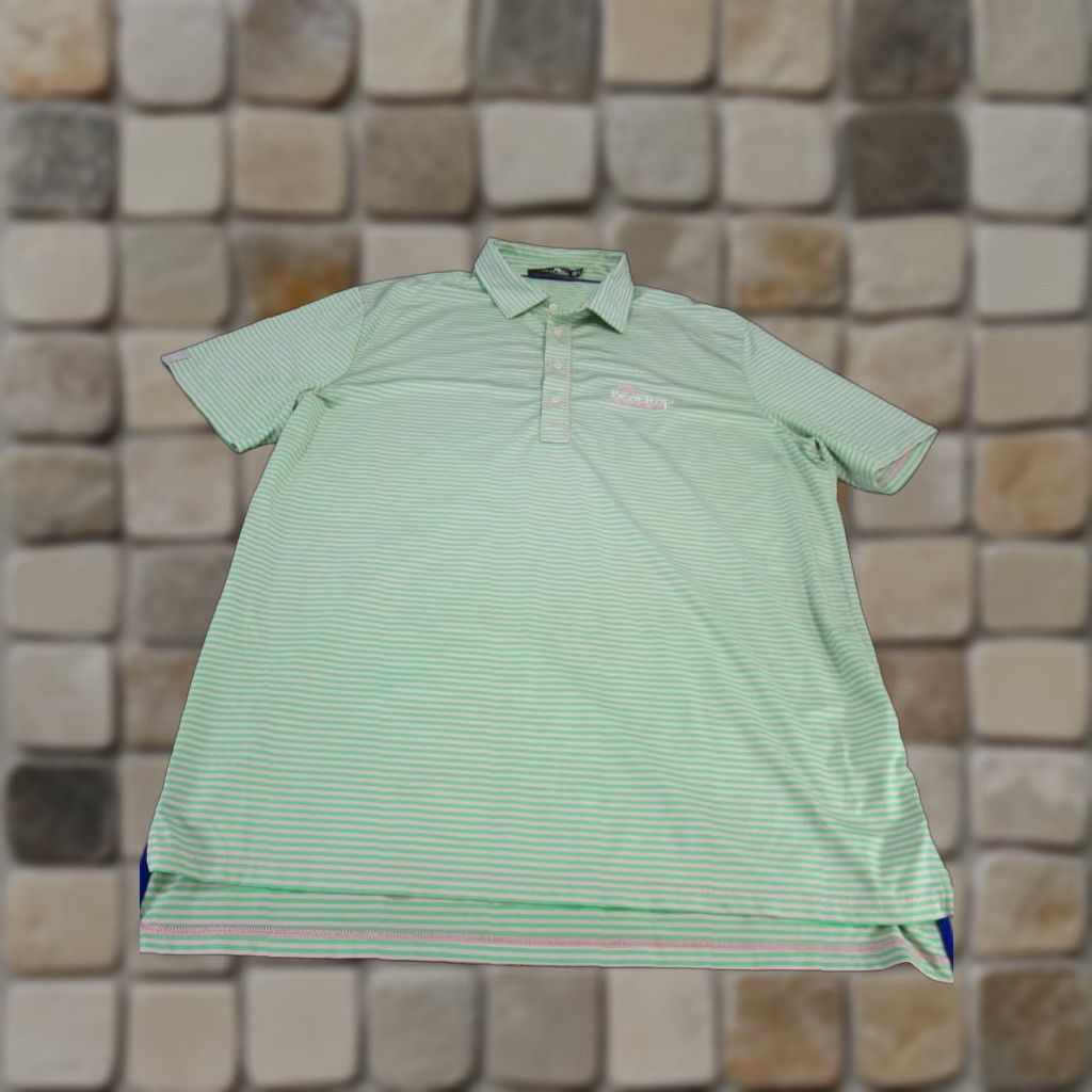 RLX Ralph Lauren RLX Ralph Lauren Polo Shirt Mens XL Green Striped Stretch Golf Polo Size US XL / EU 56 / 4 - 1 Thumbnail