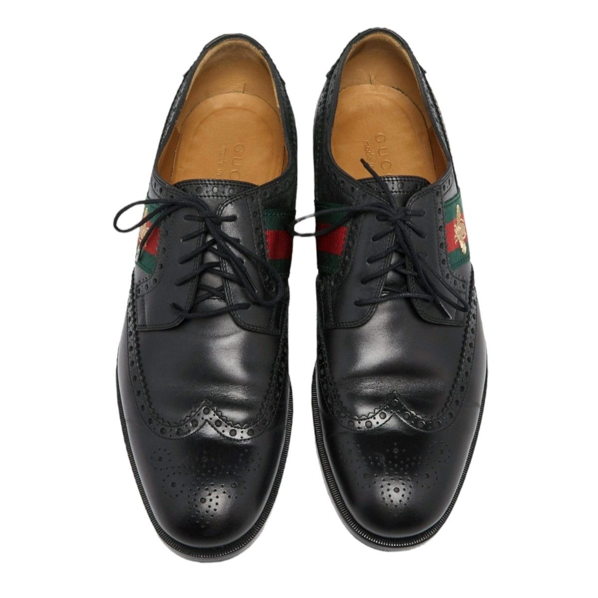 Gucci Gucci Black Brogue Leather Bee Web Derby Size 44 Size US 11 / EU 44 - 3 Thumbnail
